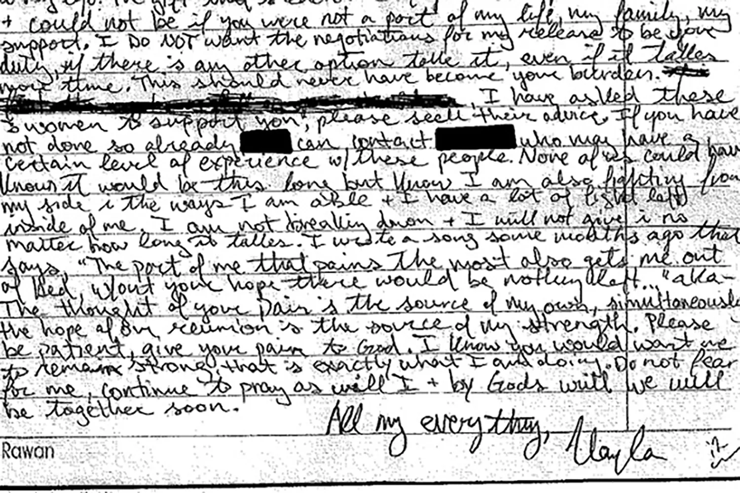 The letter from Kayla Mueller
