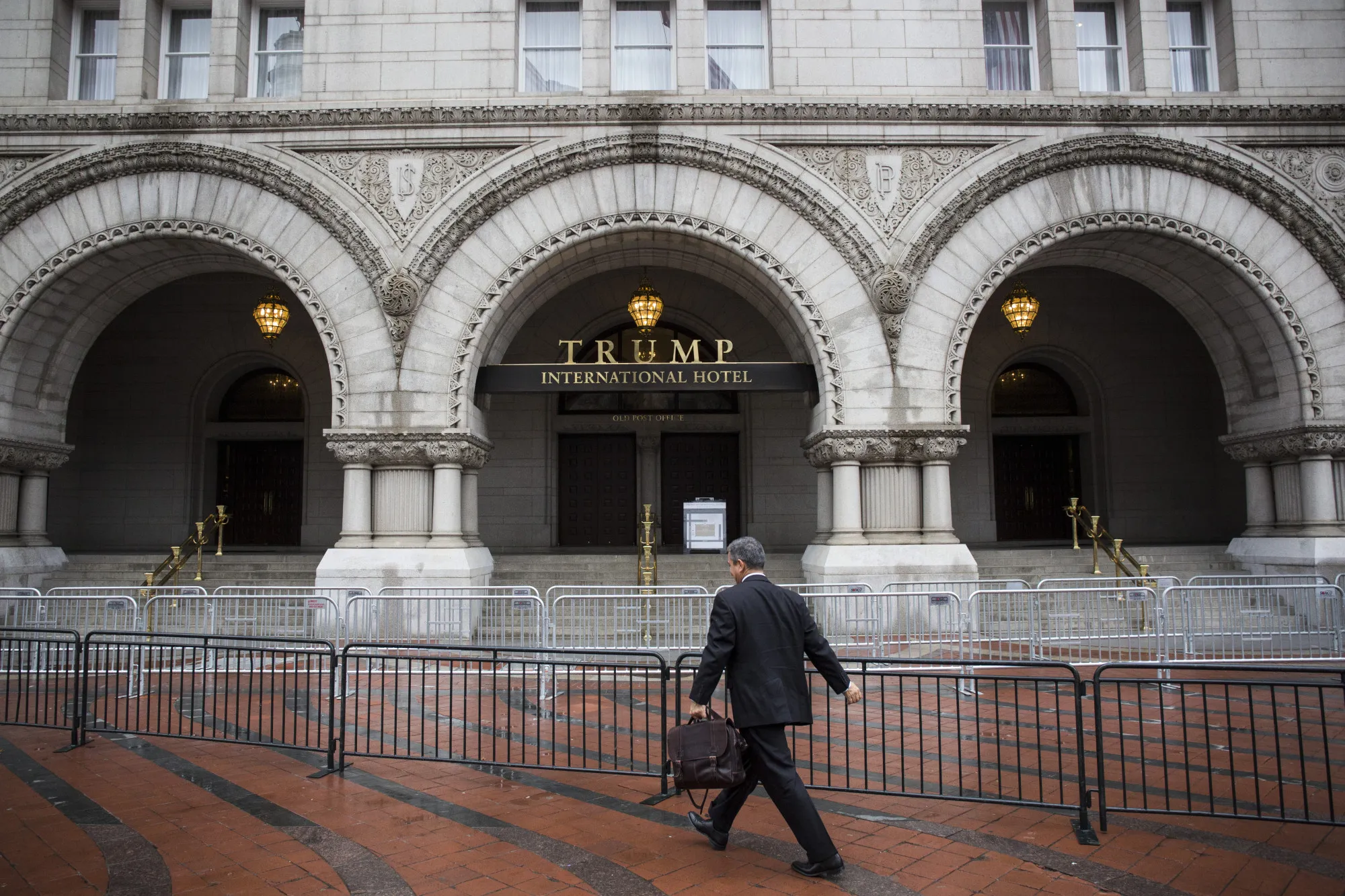 A pedestrian passes in front of the Trump International Hotel in Washington, D.C. on&nbsp;Jan. 17, 2017.