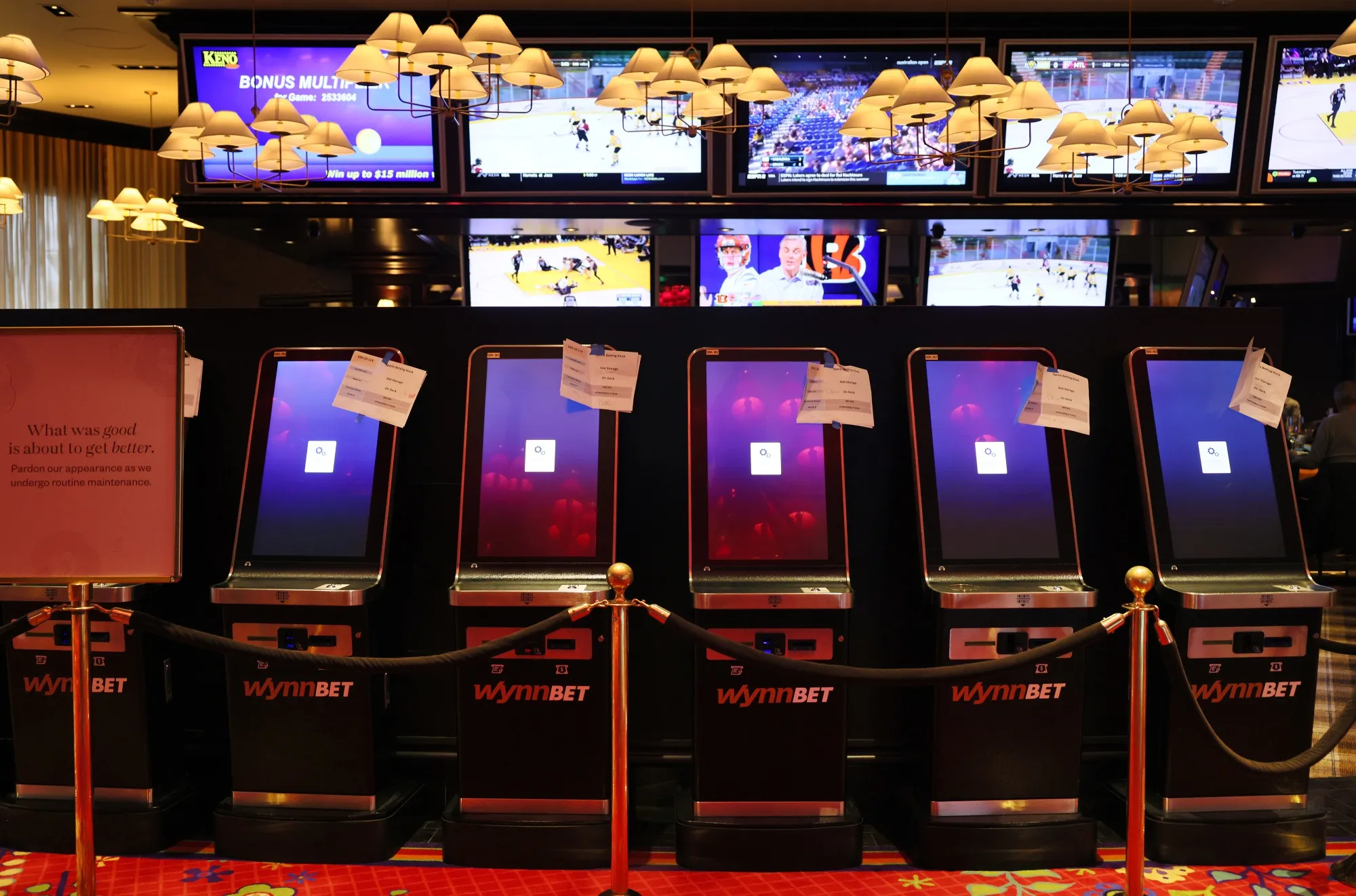 Encore Casino has set up kiosks for the start of legal sports betting in Massachusetts.&nbsp;&nbsp;