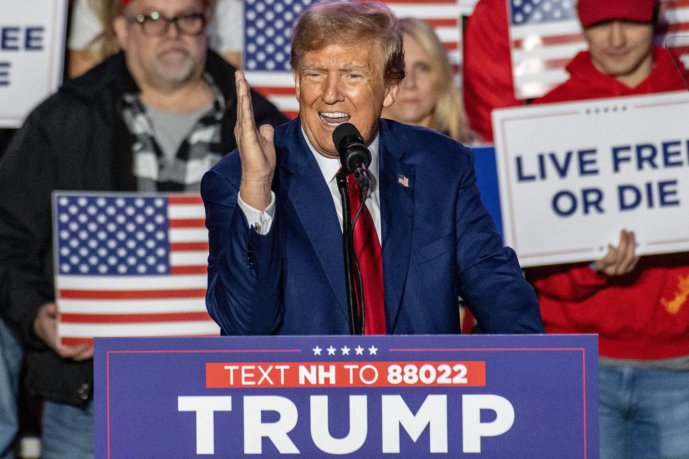 Donald Trump speaks during a campaign rally at the University of New Hampshire's Whittemore Center Arena in Durham, New Hampshire, on Dec.&nbsp;16.