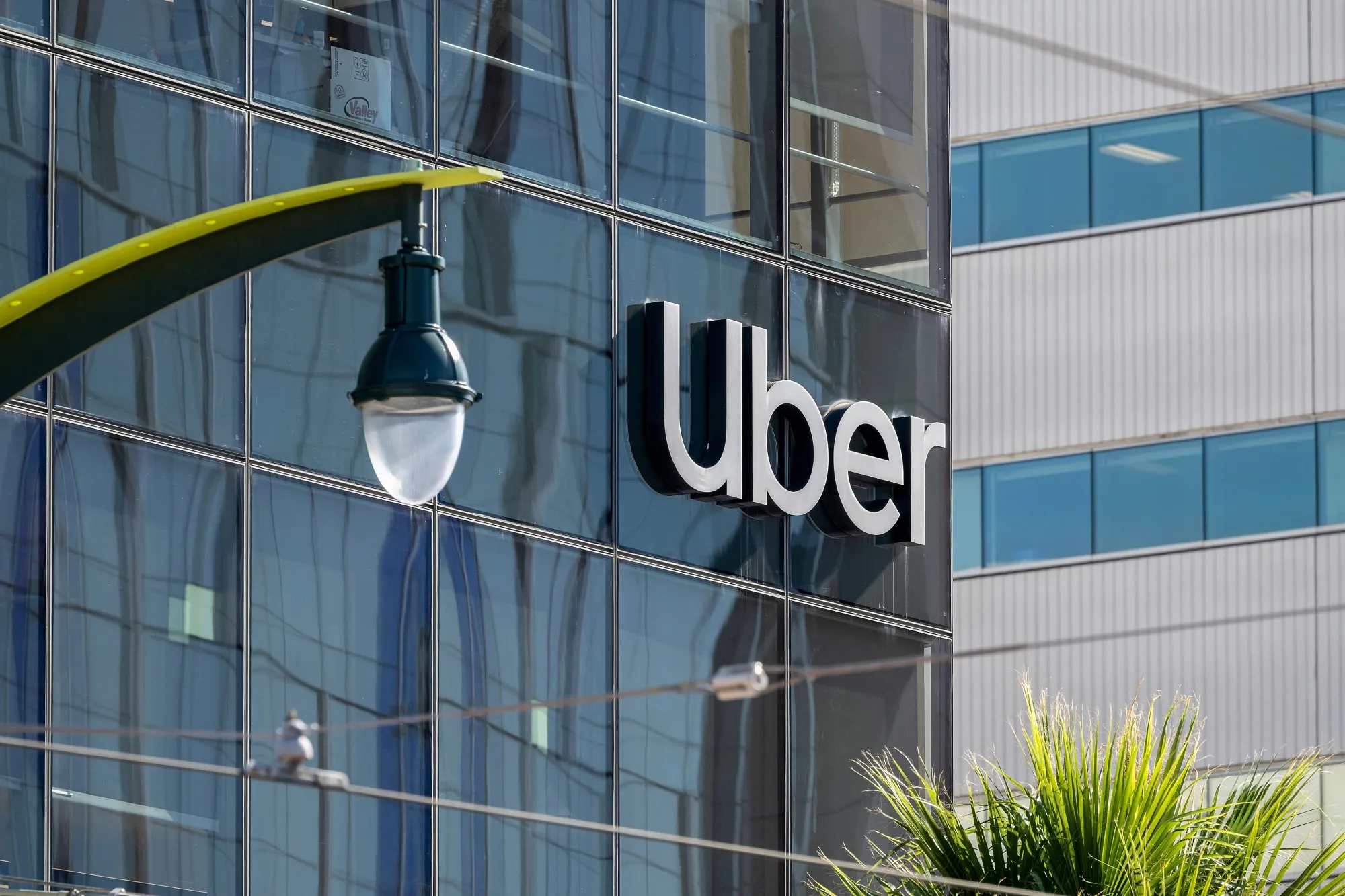 Signage outside Uber headquarters in San Francisco&nbsp;on Monday, Feb. 2, 2026.