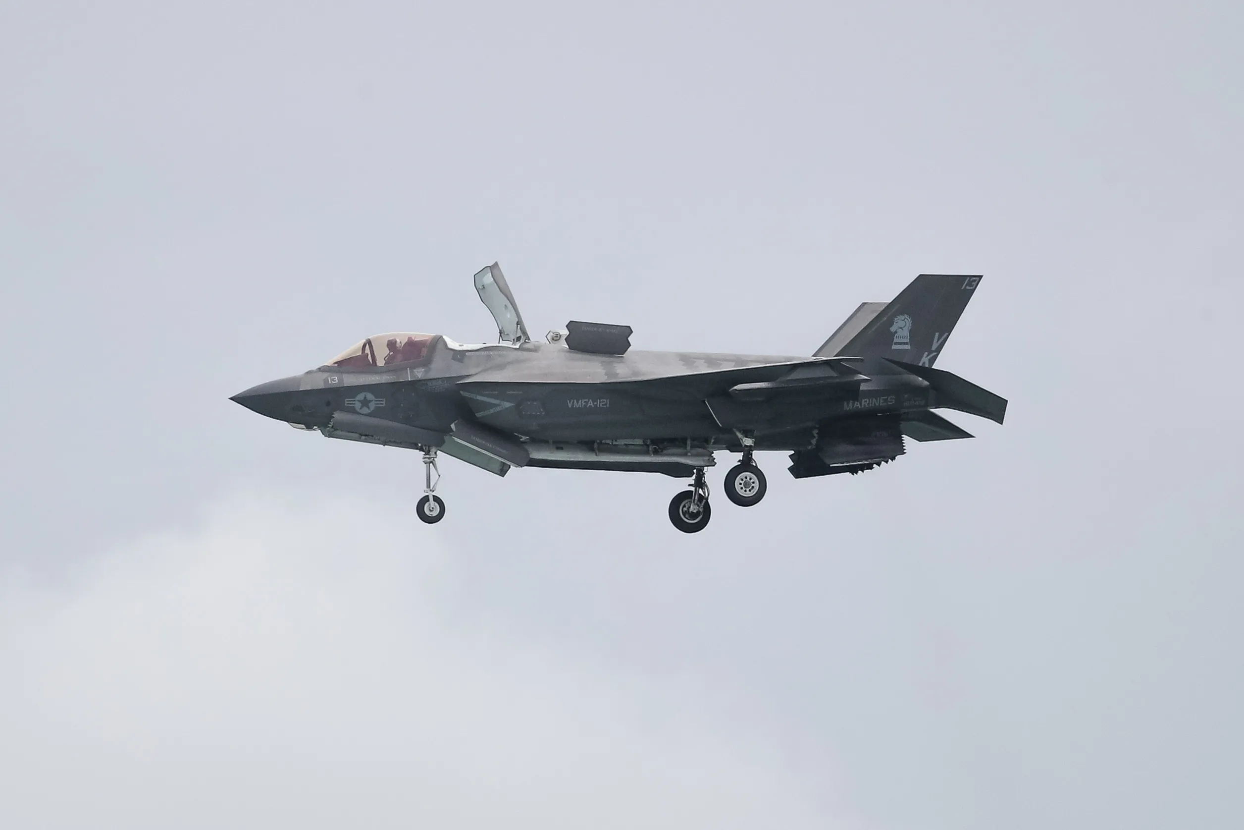 A U.S. Marine Corps. F-35B Lightning II fighter jet performs a maneuver at the Singapore Airshow on Feb. 9.