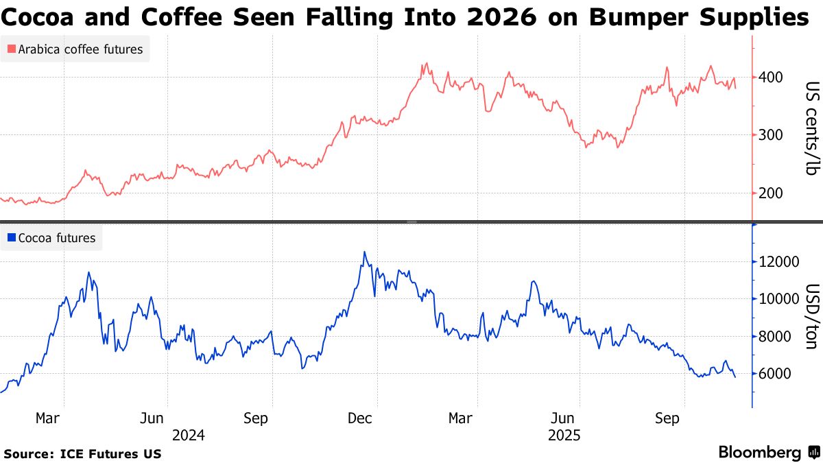 Bumper Crops to Ease Cocoa and Coffee Prices, Rabobank Says - Bloomberg
