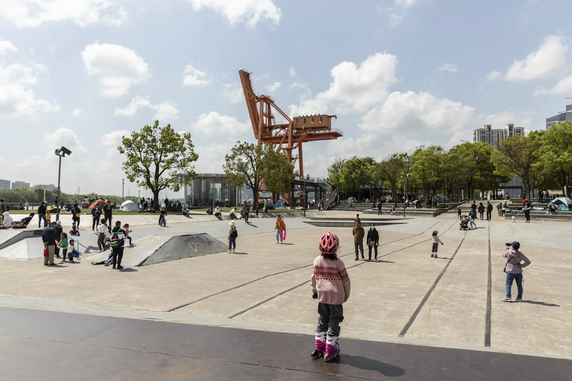 Children play in a river-side park in Shanghai.