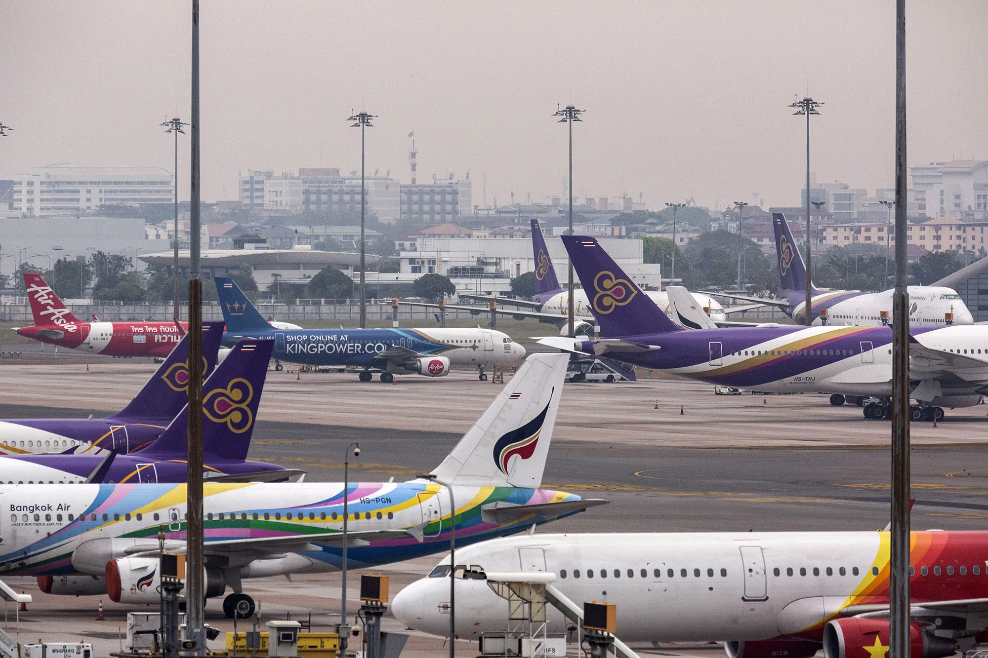 Thai Airways International Pcl, aircraft at Suvarnabhumi Airport in Bangkok.&nbsp;