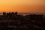 The city skyline at dusk in central Cape Town.