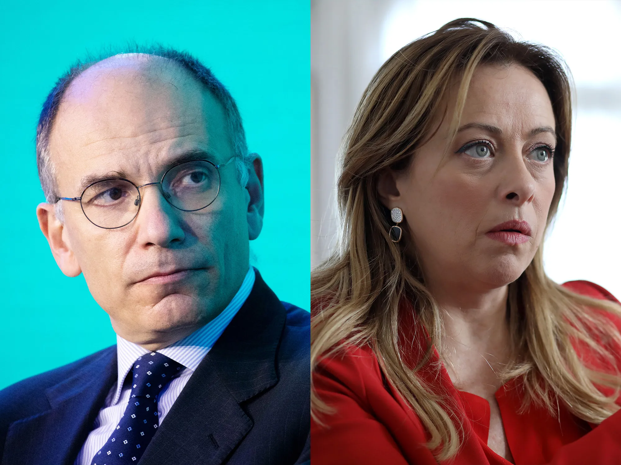 Enrico Letta, left, and Giorgia Meloni.