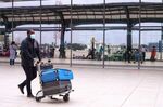 A passenger at Kotoka International Airport in Accra, Ghana.