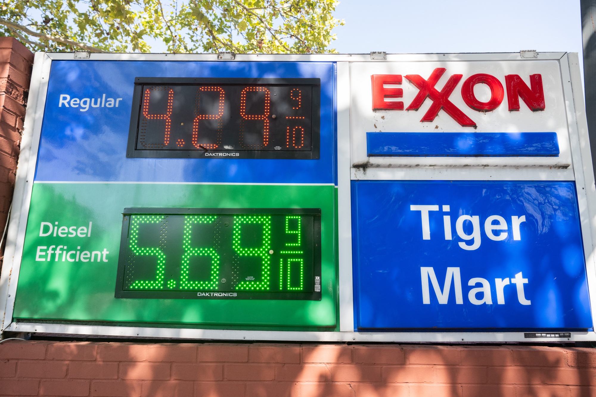 Gas prices at an Exxon Gas Station in Falls Church, Virginia.