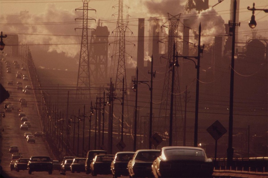 What fresh hell is this? It's Cleveland, obscured by industrial smog in July 1973.