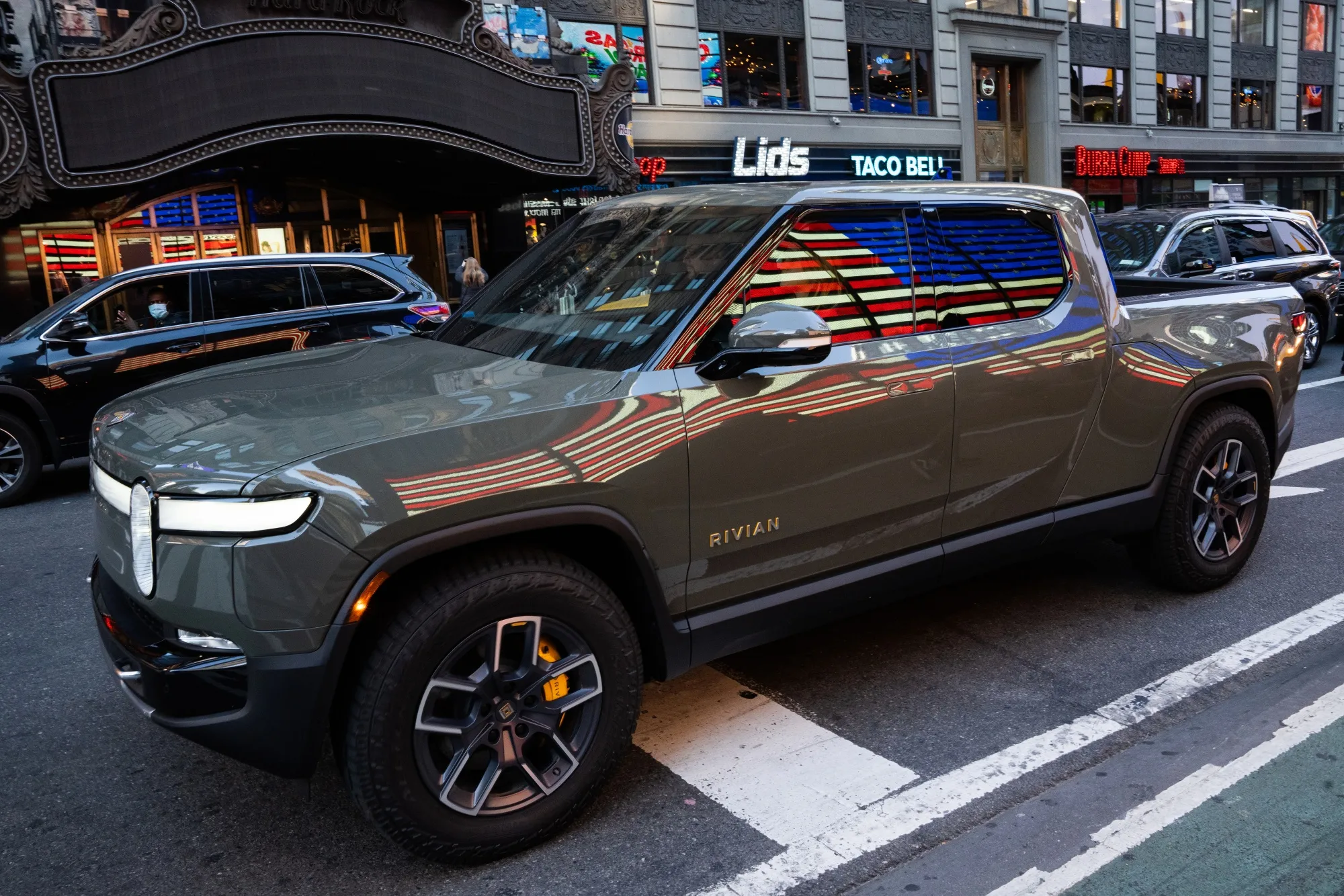 A Rivian R1T electric pickup truck