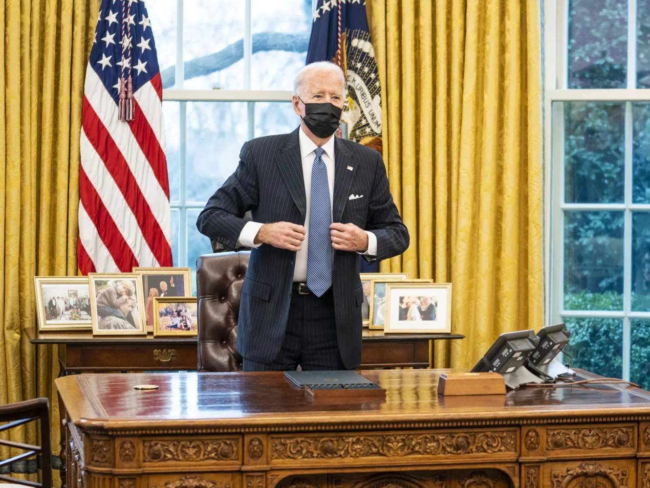 Joe Biden in the Oval Office of the White House on Jan. 25.