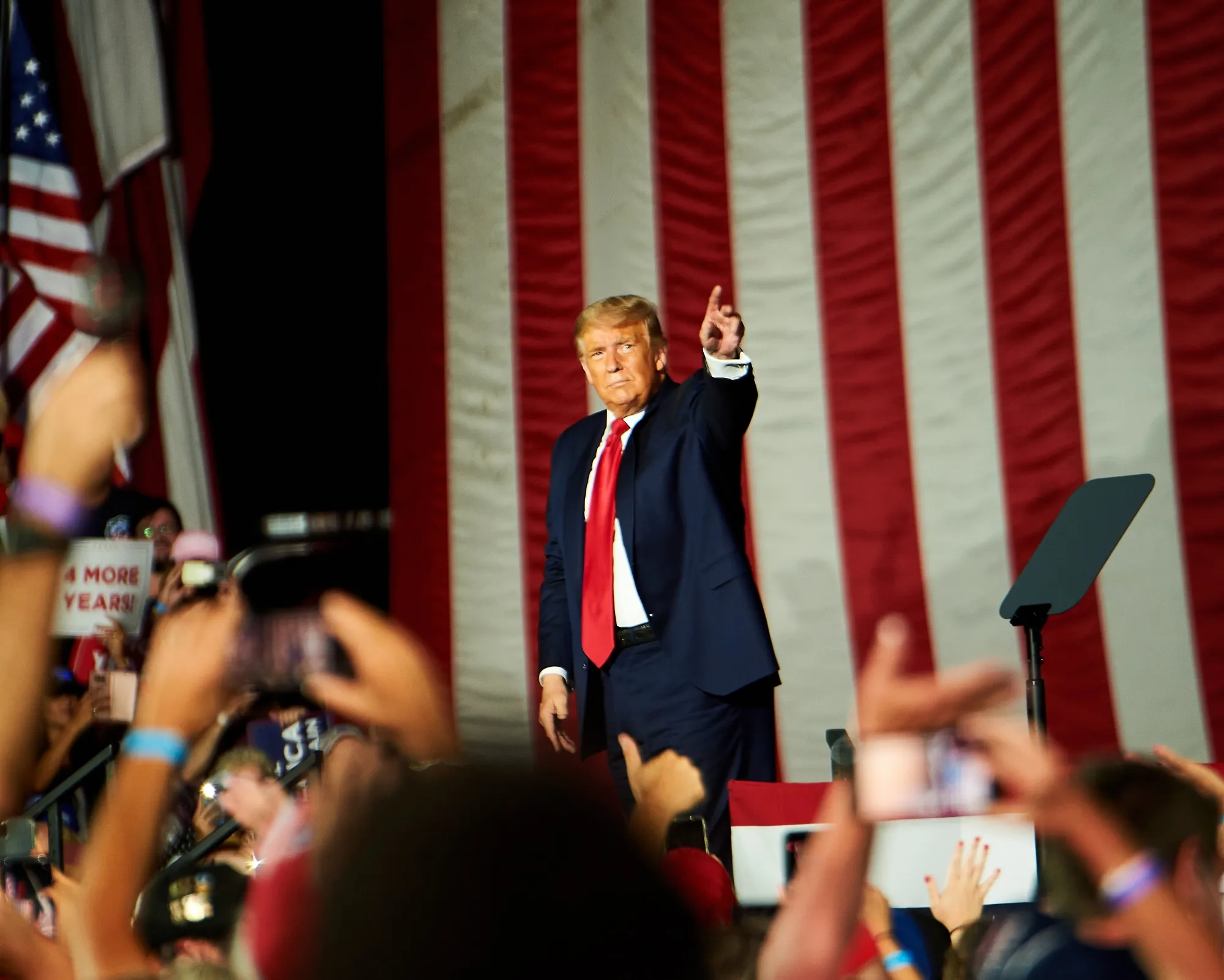 President Trump gestures during a campaign rally in Sanford, Florida, on Oct. 12.