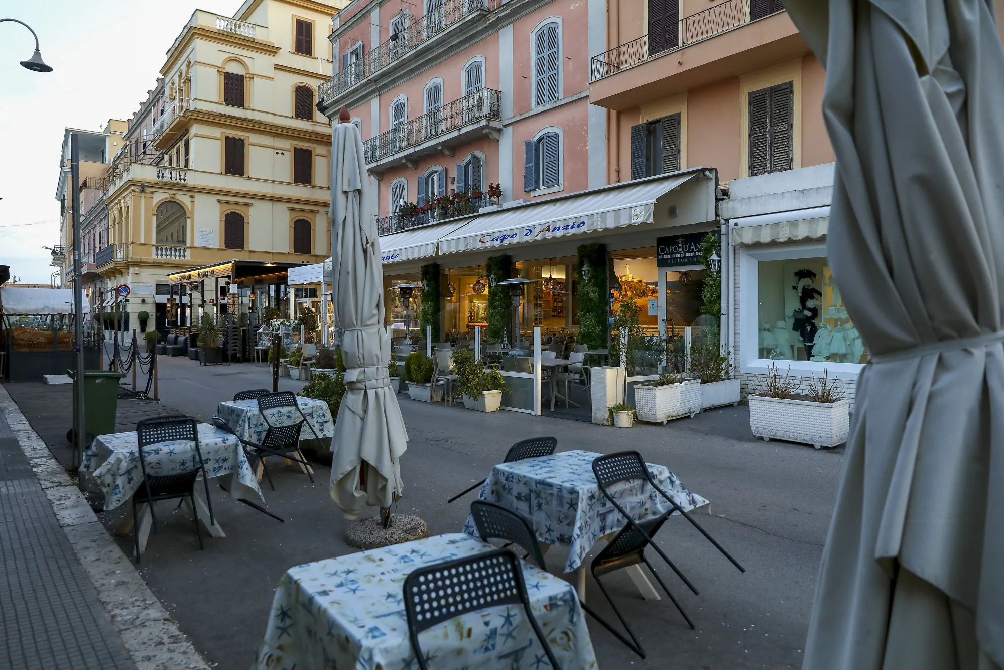 An empty restaurant&nbsp;in Anzio, Italy.