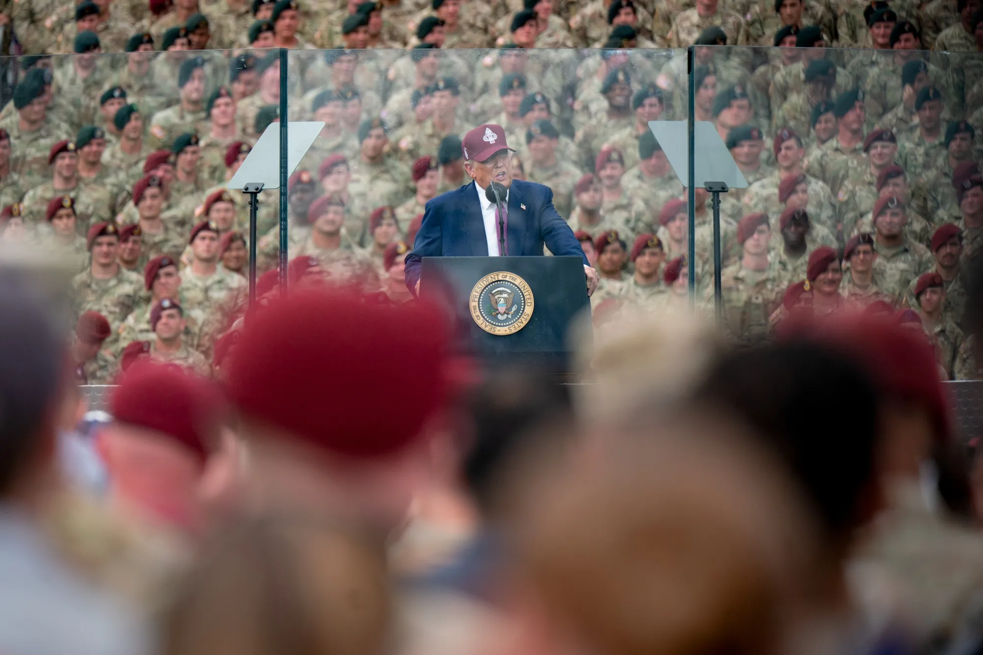 US President Donald Trump speaks at Fort Bragg on&nbsp;June 10.