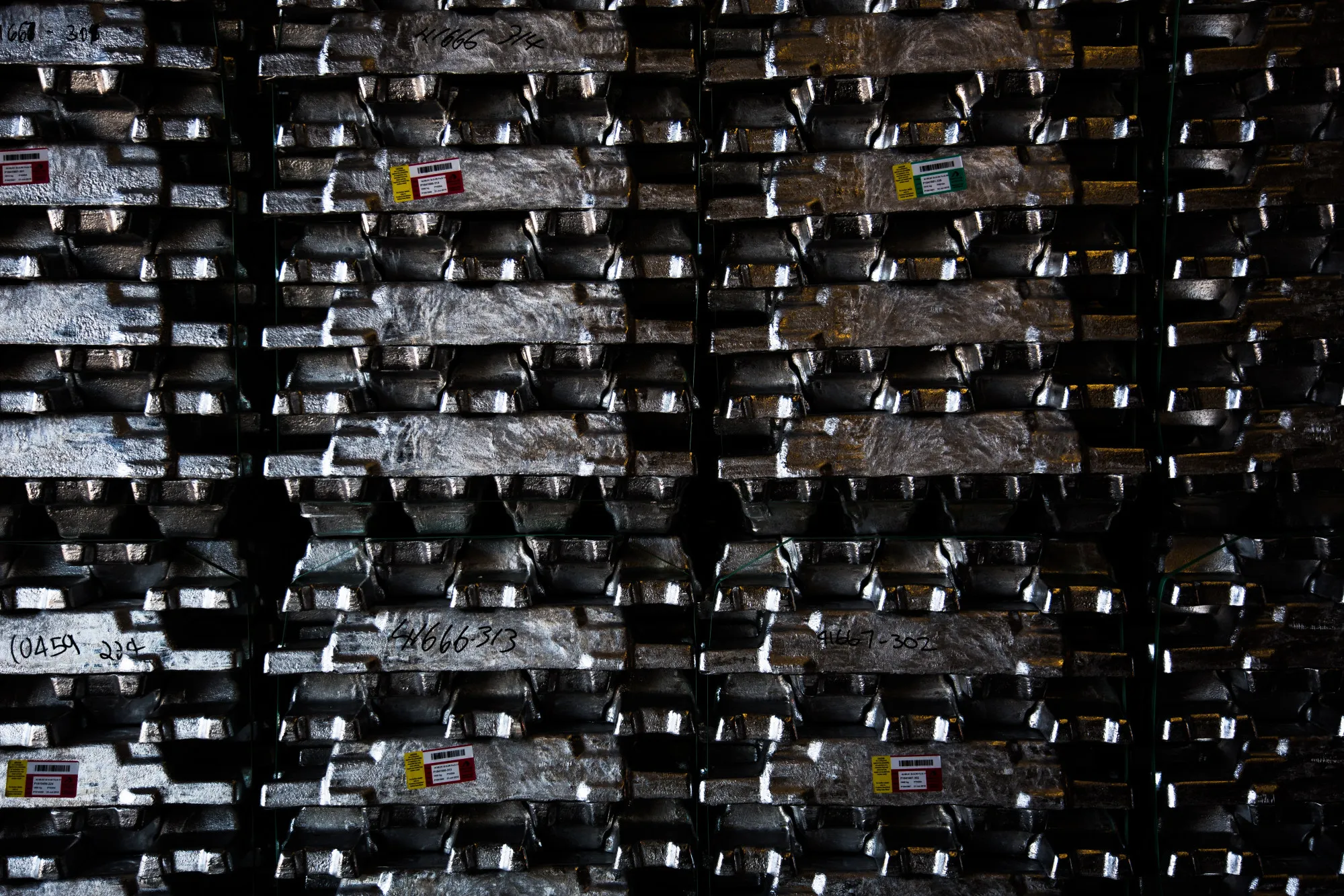 Aluminum ingots sit stacked in a warehouse at the Port of New Orleans in New Orleans, Louisiana, U.S., on Tuesday, Sept. 18, 2018. The U.S. Census Bureau is scheduled to release trade balance figures on October 5.