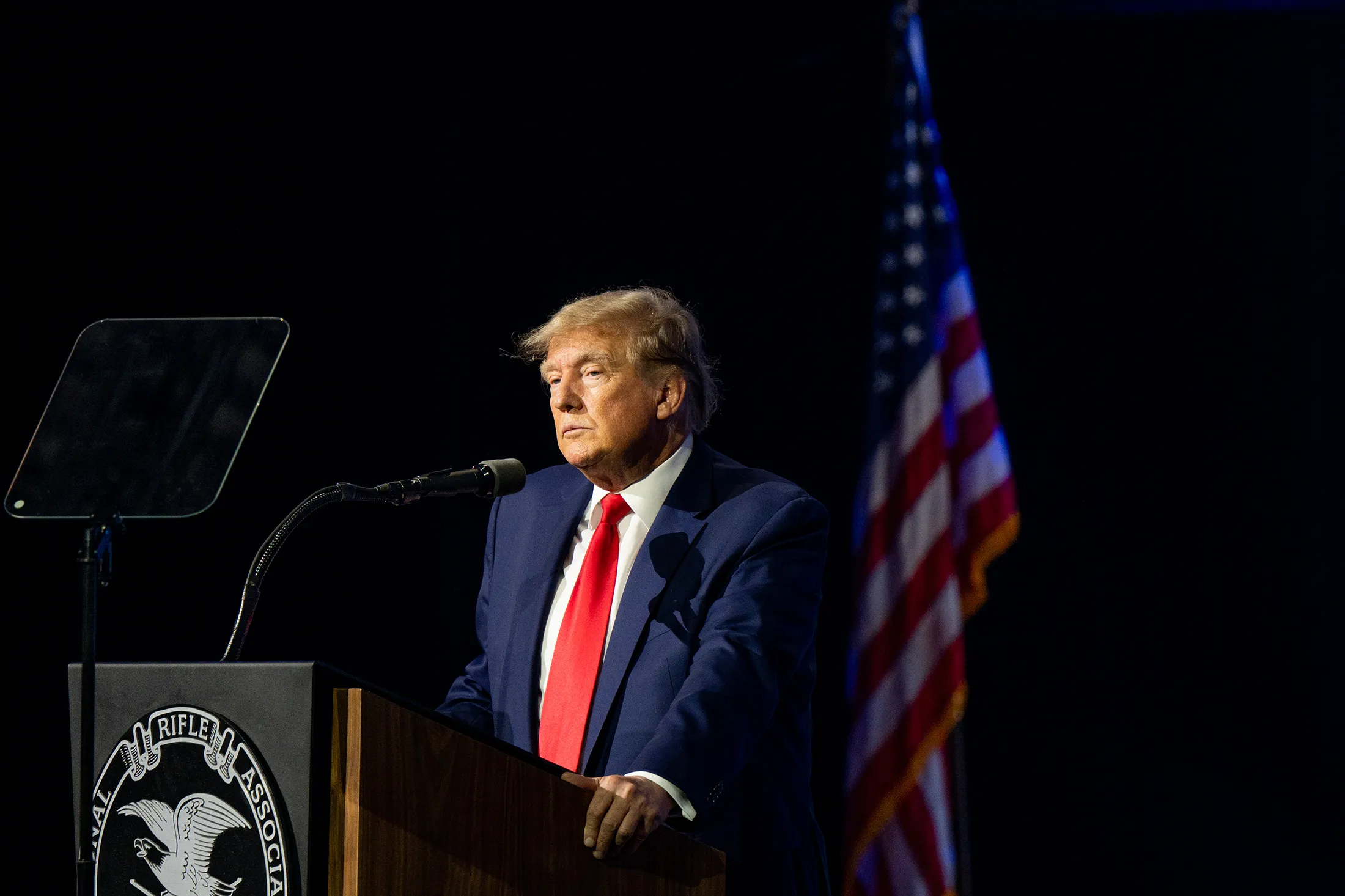 Donald Trump speaks during the NRA annual convention at the George R. Brown Convention Center in Houston, Texas, on May 27.