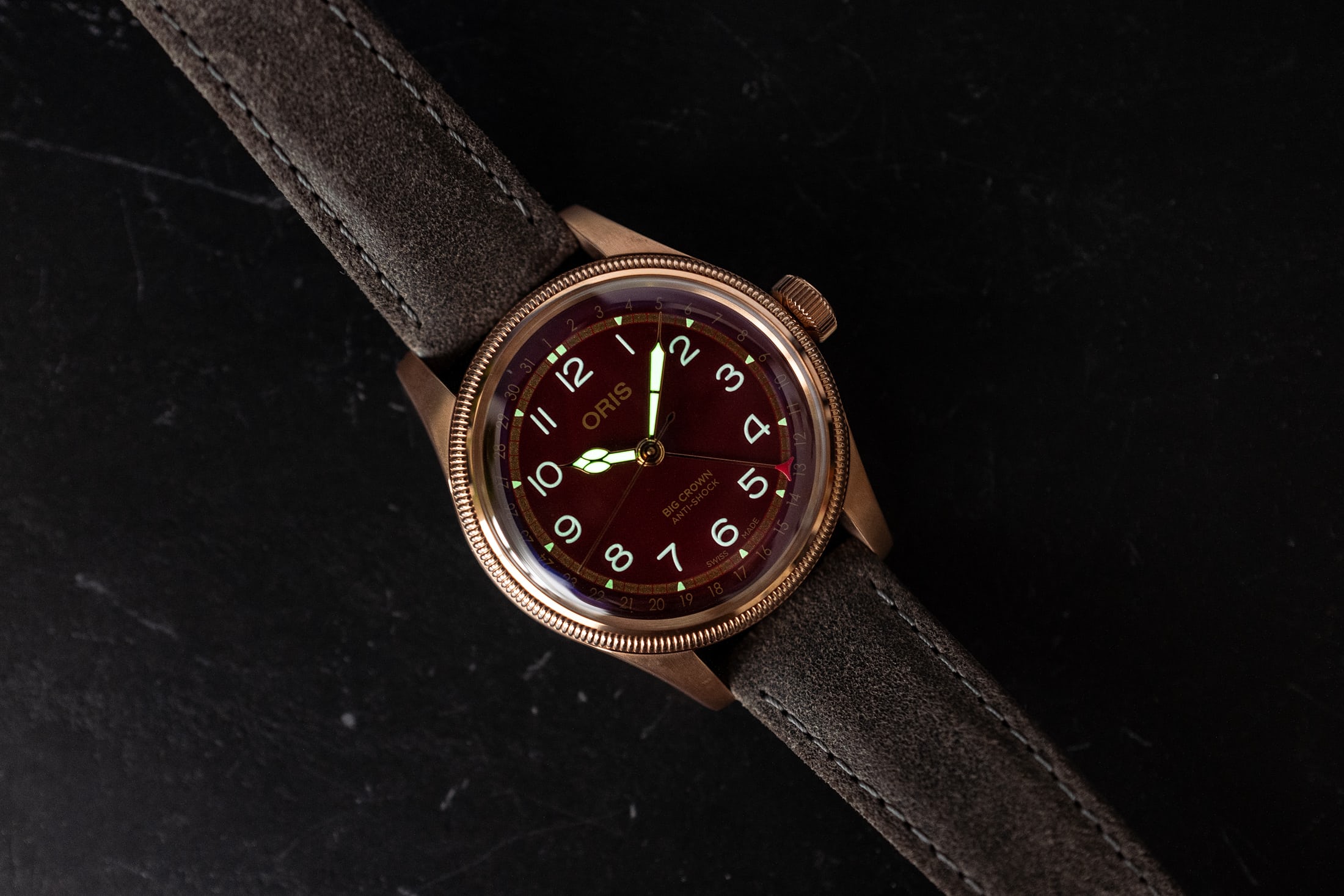 Bronze Oris Big Crown Pointer Date x Fratello Watches With Red