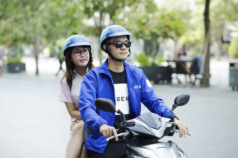 Helmets are included for UberMoto rides