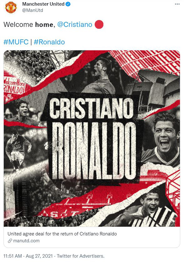 Manchester United removes Cristiano Ronaldo's poster from Old Trafford