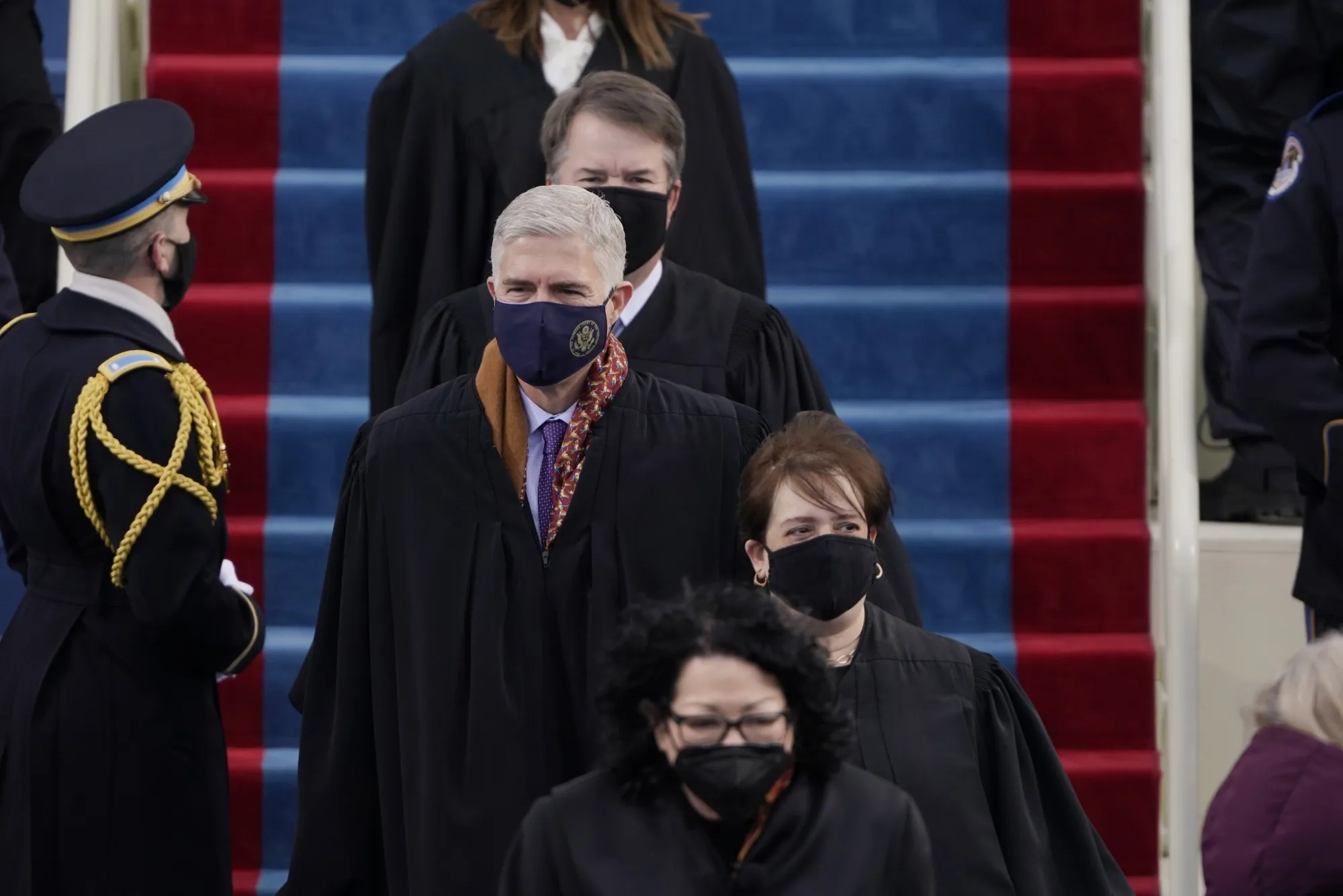 Supreme Court Justices arrive for the 59th presidential inauguration in Washington on Jan. 20, 2021.&nbsp;
