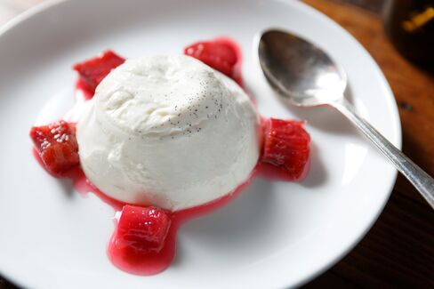 A wobbly panna cotta with poached rhubarb may not be exciting, but it's delicious.