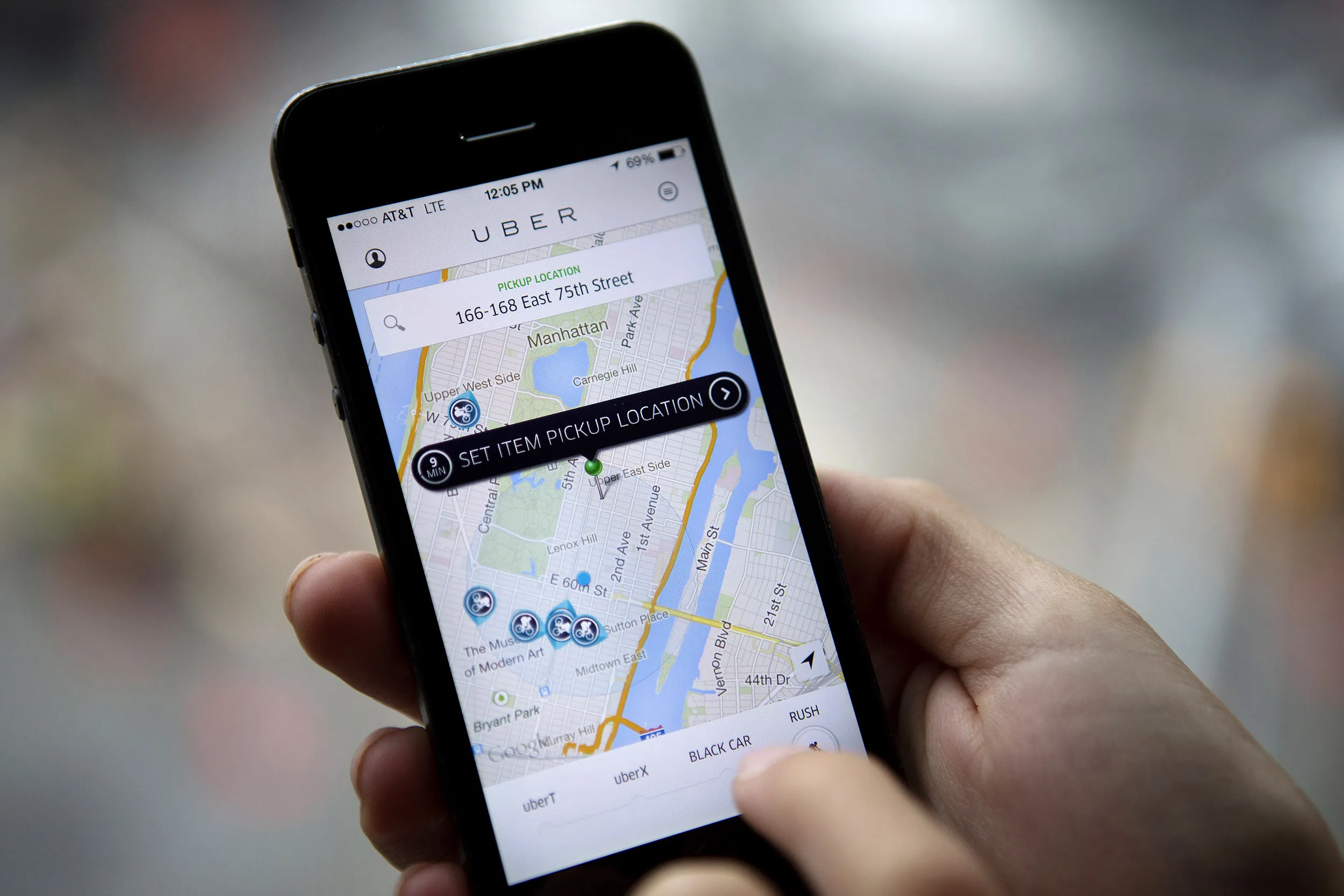 Th Uber Technologies Inc. car service application.
