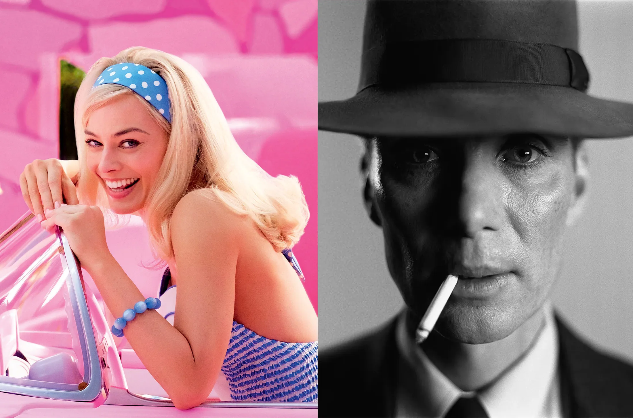 Margot Robbie as Barbie and Cillian Murphy as J. Robert Oppenheimer.&nbsp;