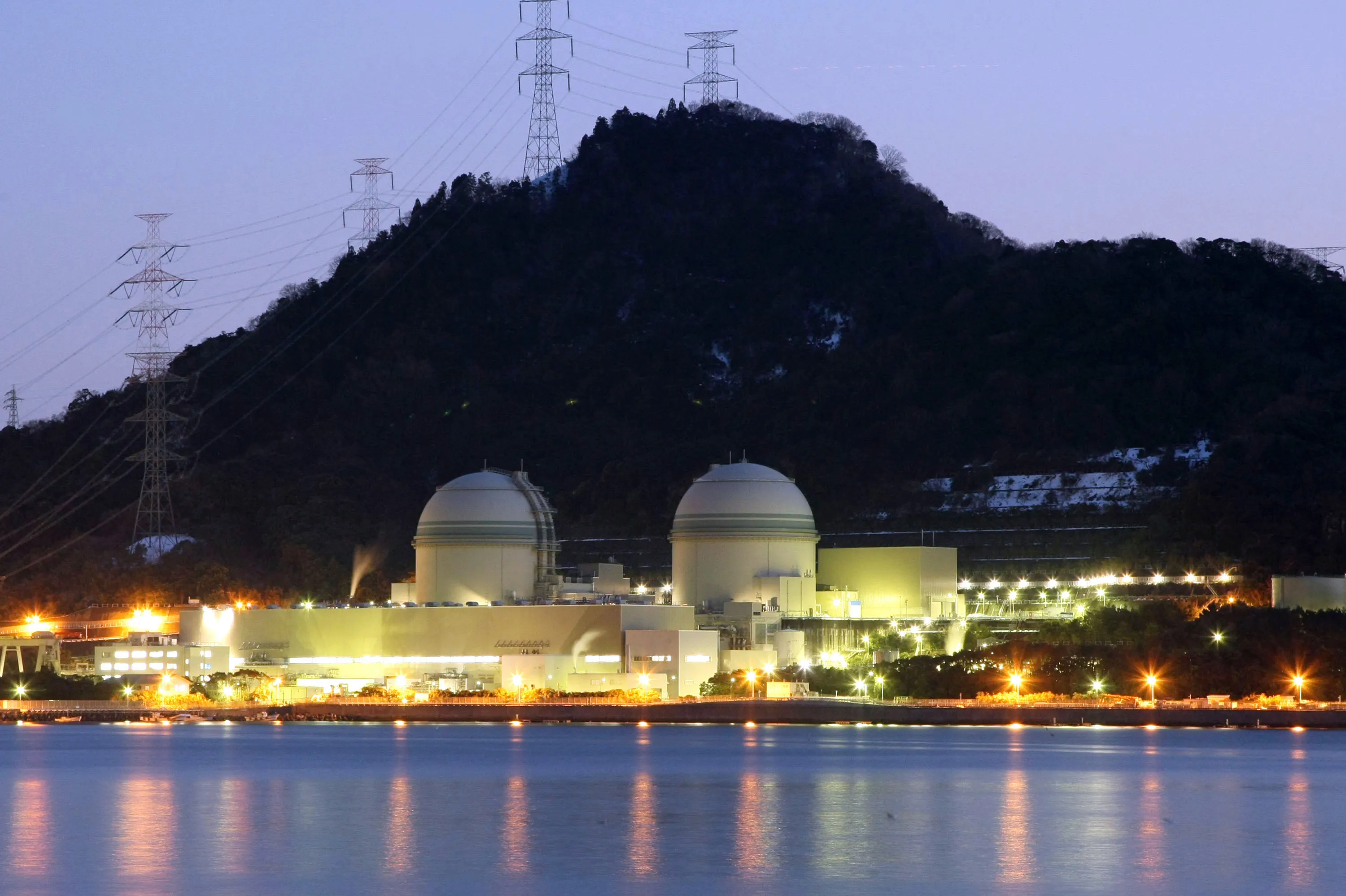 The No. 3, left, and No. 4, reactor buildings at Kansai Electric Power Co.'s Takahama nuclear power station.