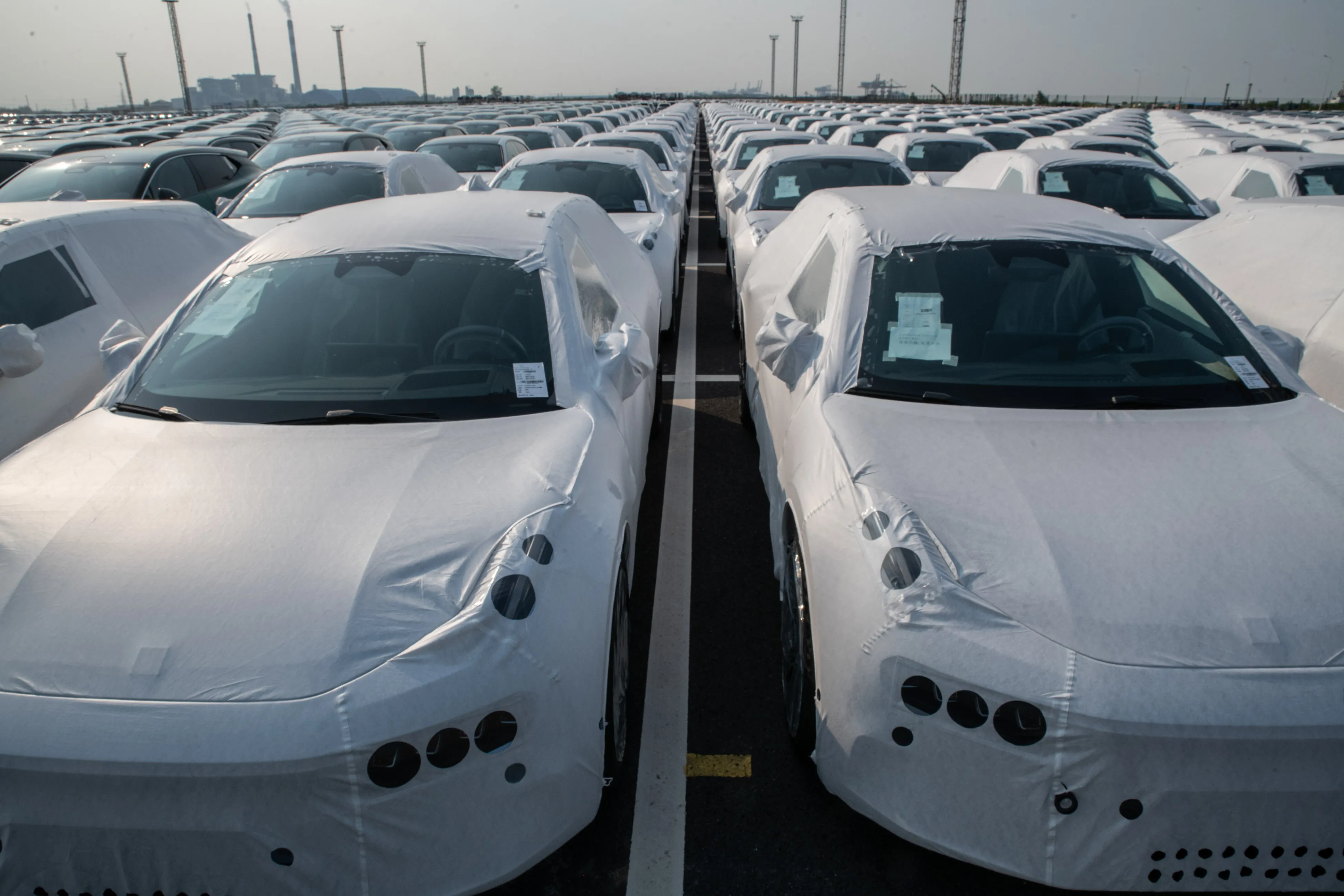 Zeekr electric vehicles bound for shipment to Europe at the Port of Taicang in Taicang, China.