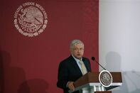 President Lopez Obrador Visits Santa Lucia Airport