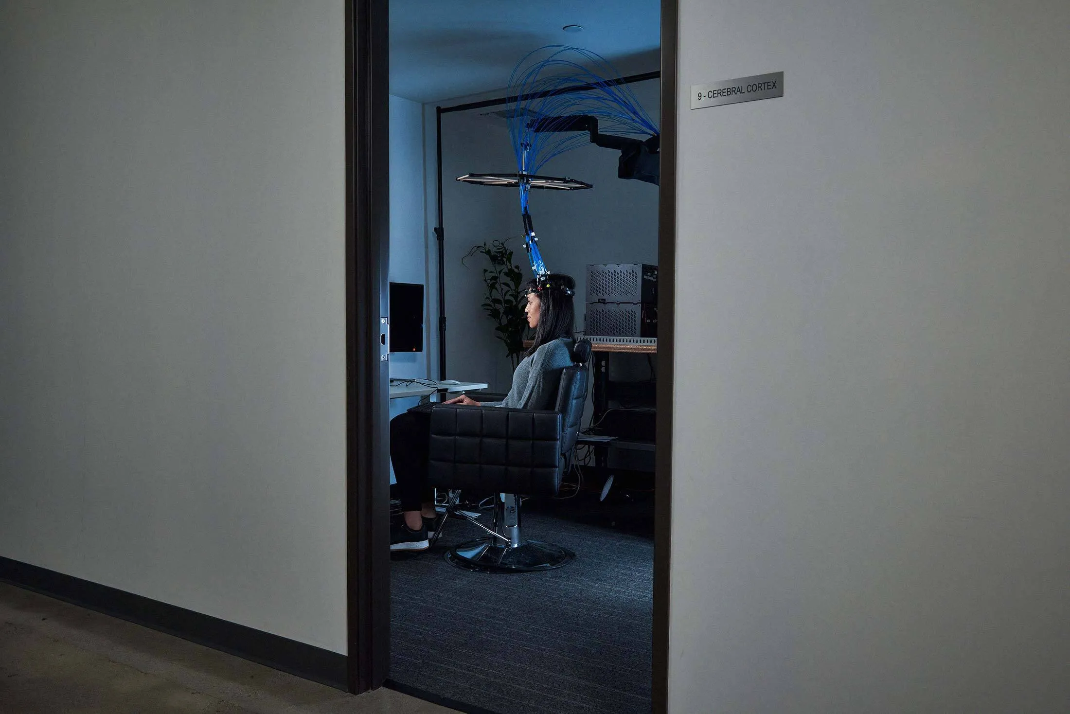 A test subject at Kernel’s lab in Culver City, Calif.