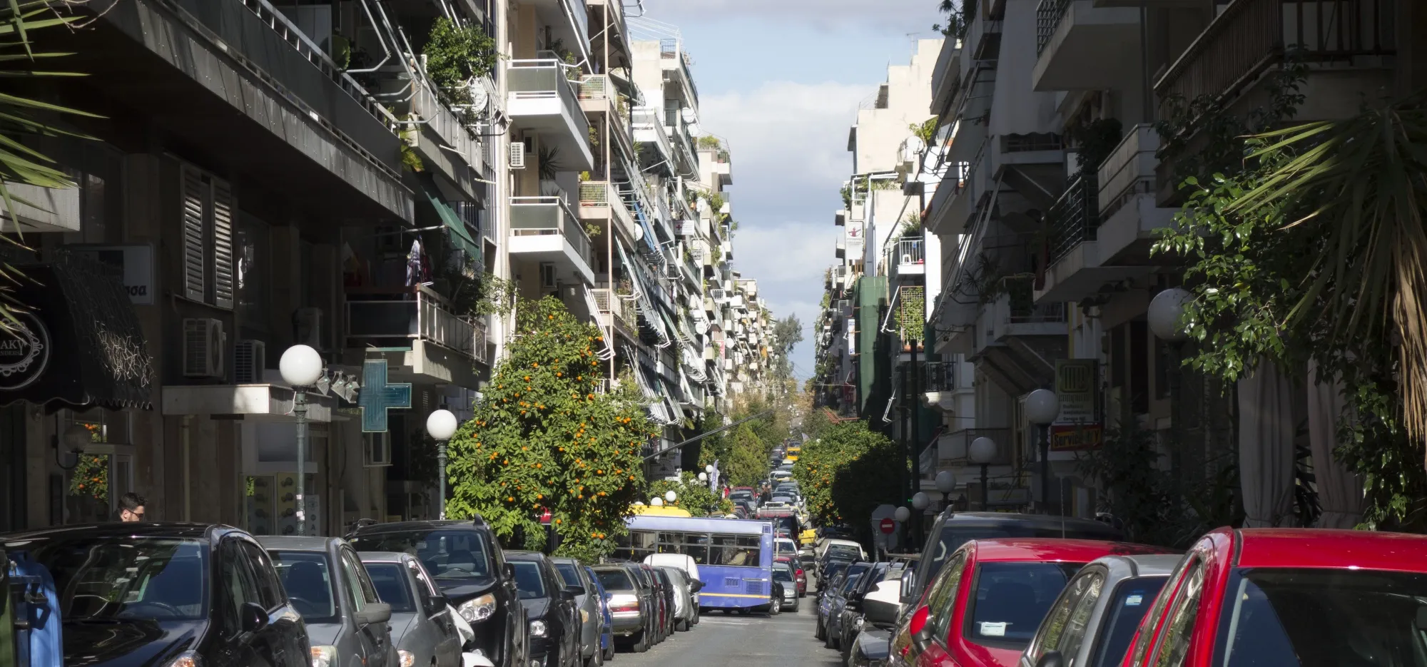 Typical polikatoikias in Piraeus, the main port district of Greater Athens.