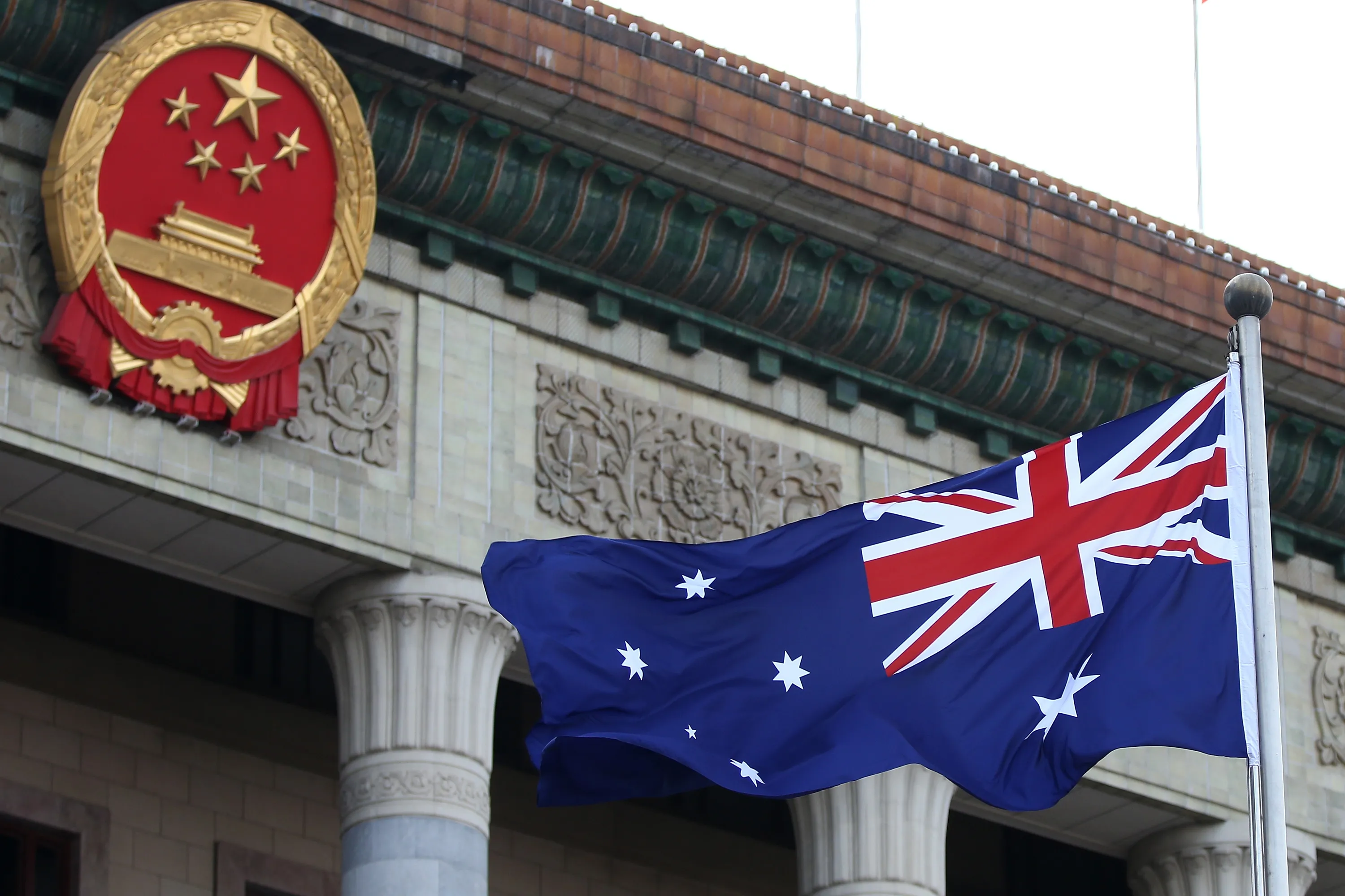 An Australian flag outside the Great Hall of the People&nbsp;in Beijing in 2013.