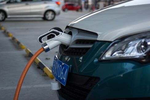A charging station for electric cars. To fight the 'war on