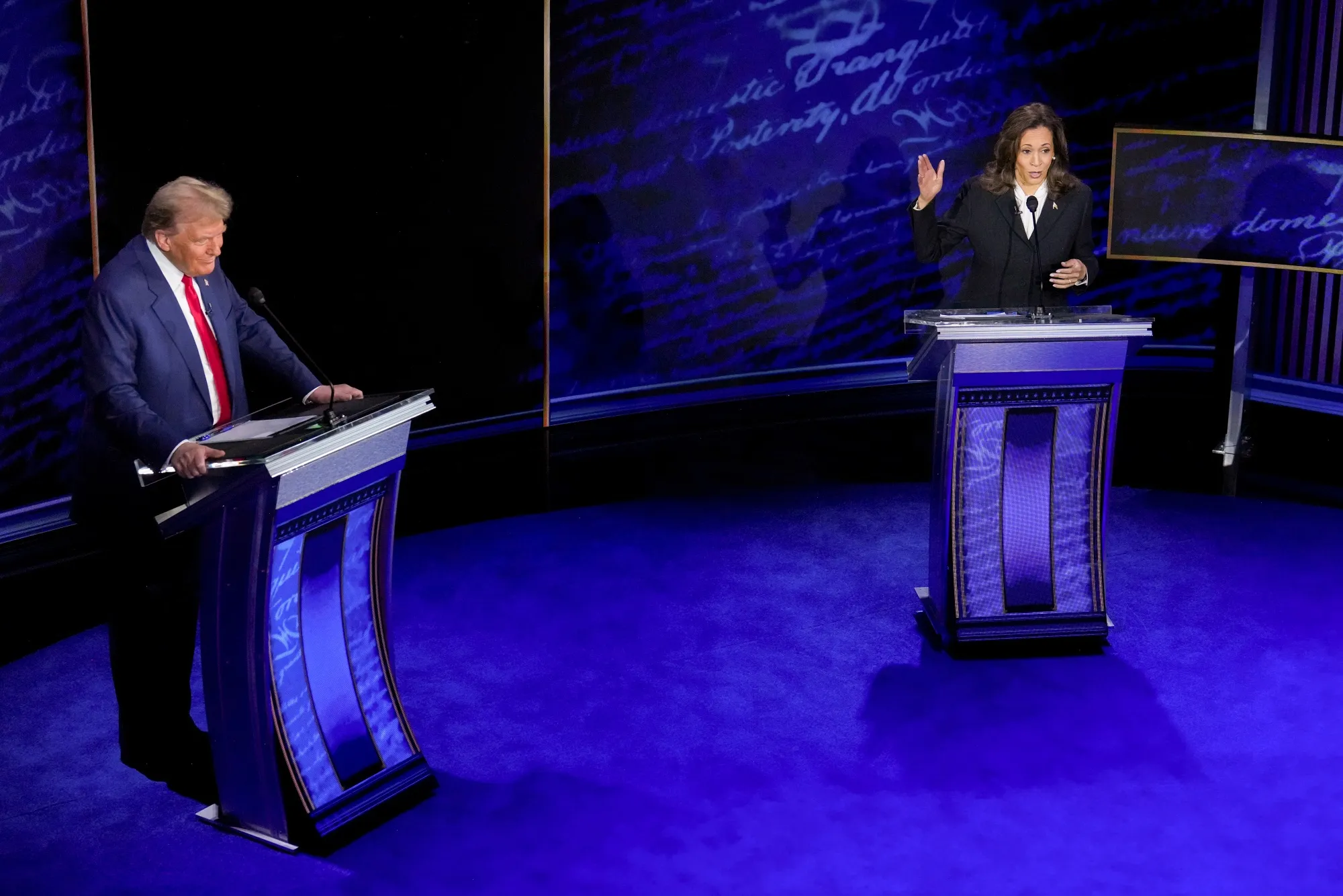 Kamala Harris and&nbsp;Donald Trump during the&nbsp;presidential debate.