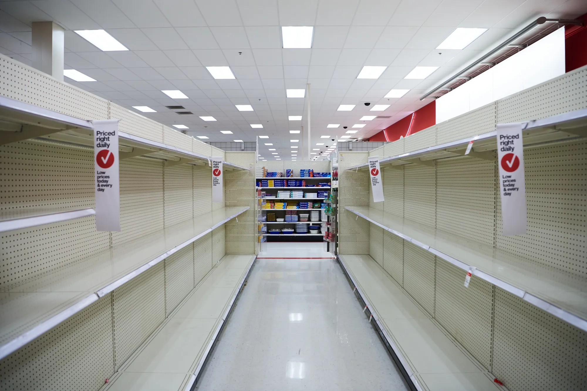 Shelves at the Target department store in Wadsworth, Ohio are empty of consumer products such as sanitizer a day after Ohio Governor Mike DeWine put in place a stay-at-home order.&nbsp;