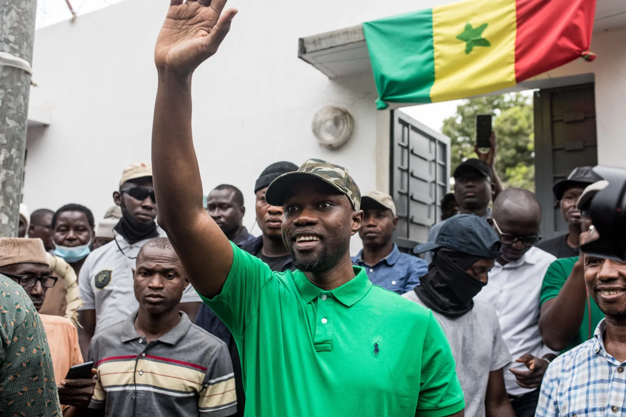 Ousmane Sonko, center, on May 24.