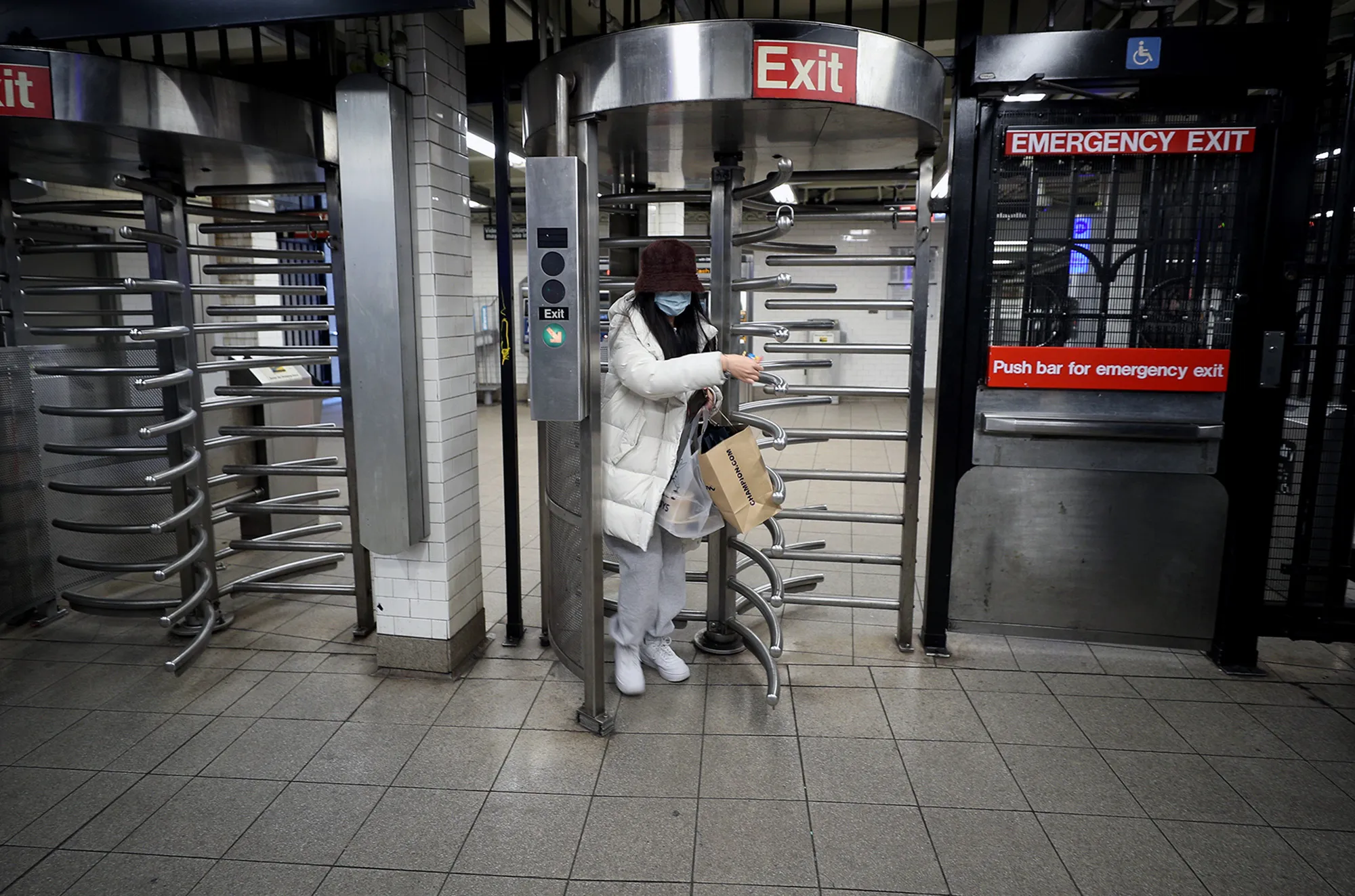 A person wears a medical mask in New York on Jan. 30.
