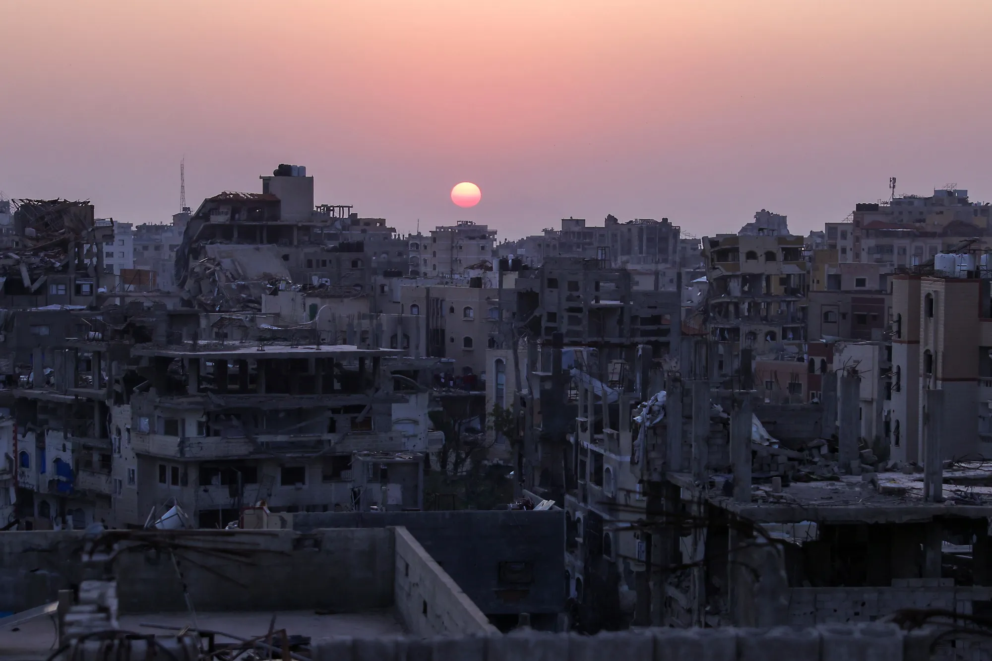 Heavily damaged residential buildings in Jabalia in the northern Gaza Strip, on Feb. 17.