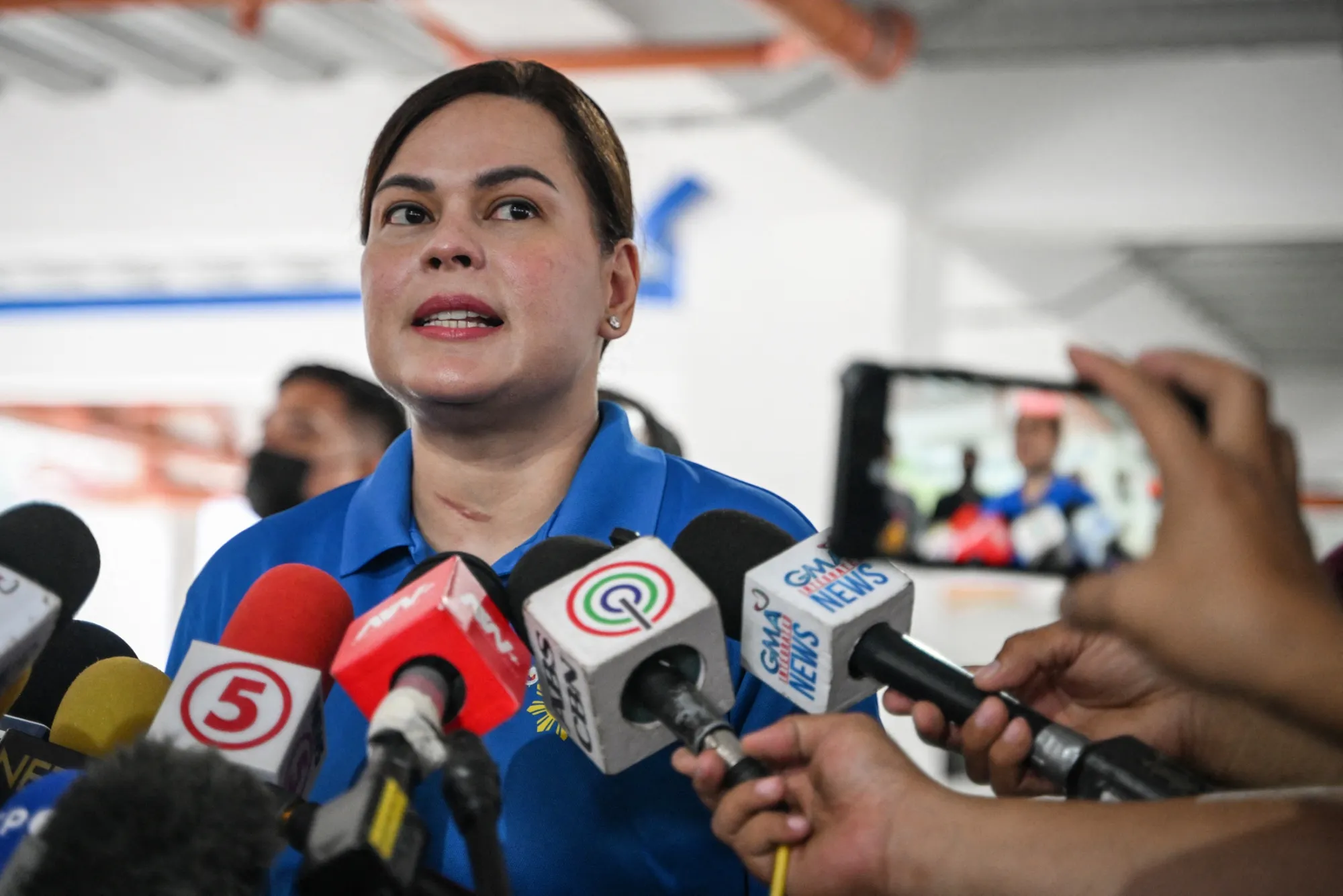 Sara Duterte holds a news conference in Quezon City, Metro Manila, on Nov. 26.