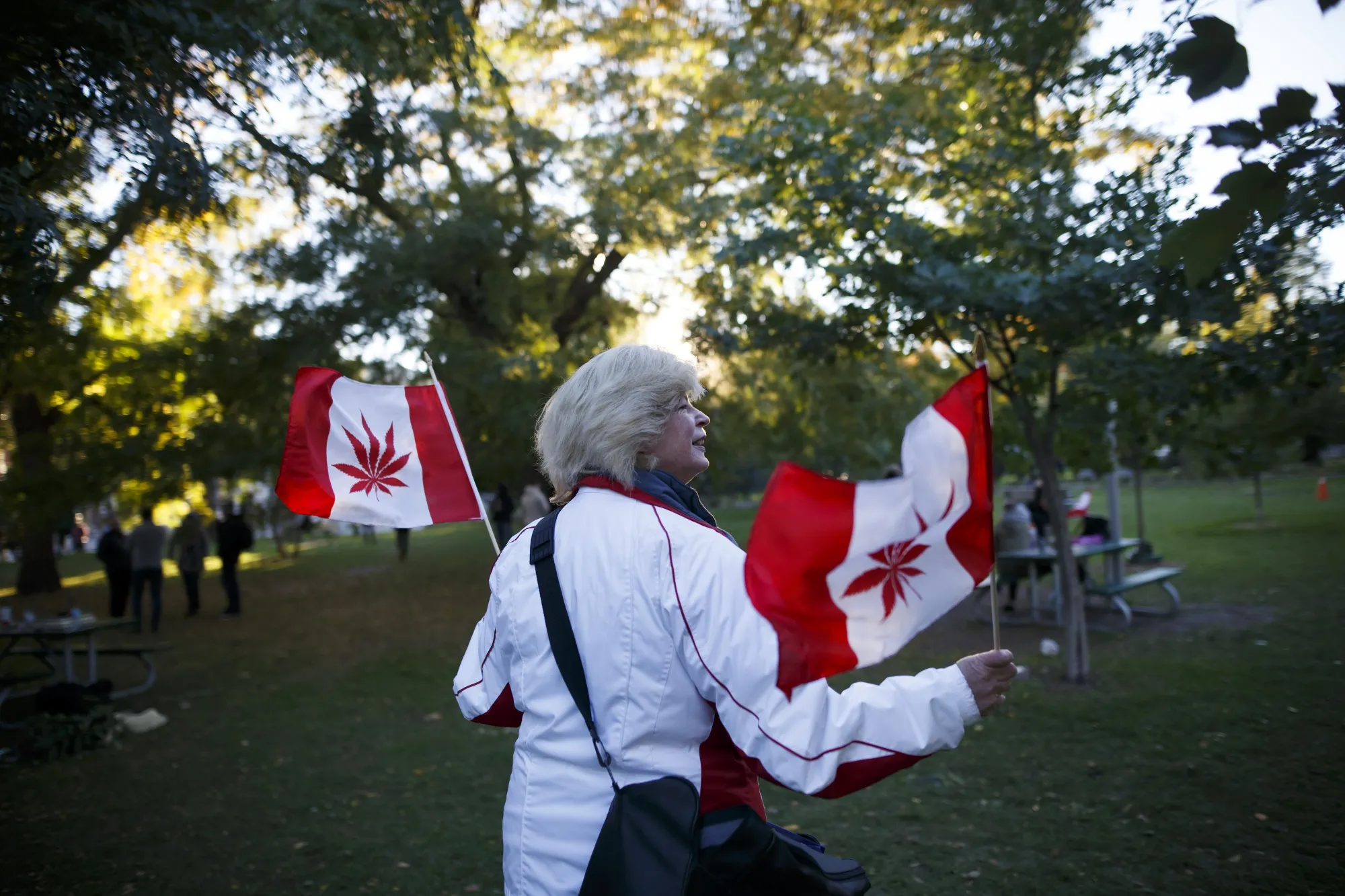 A cannabis enthusiast arrives at a celebration of the legalization of recreational marijuana in Toronto on Oct. 17, 2018.