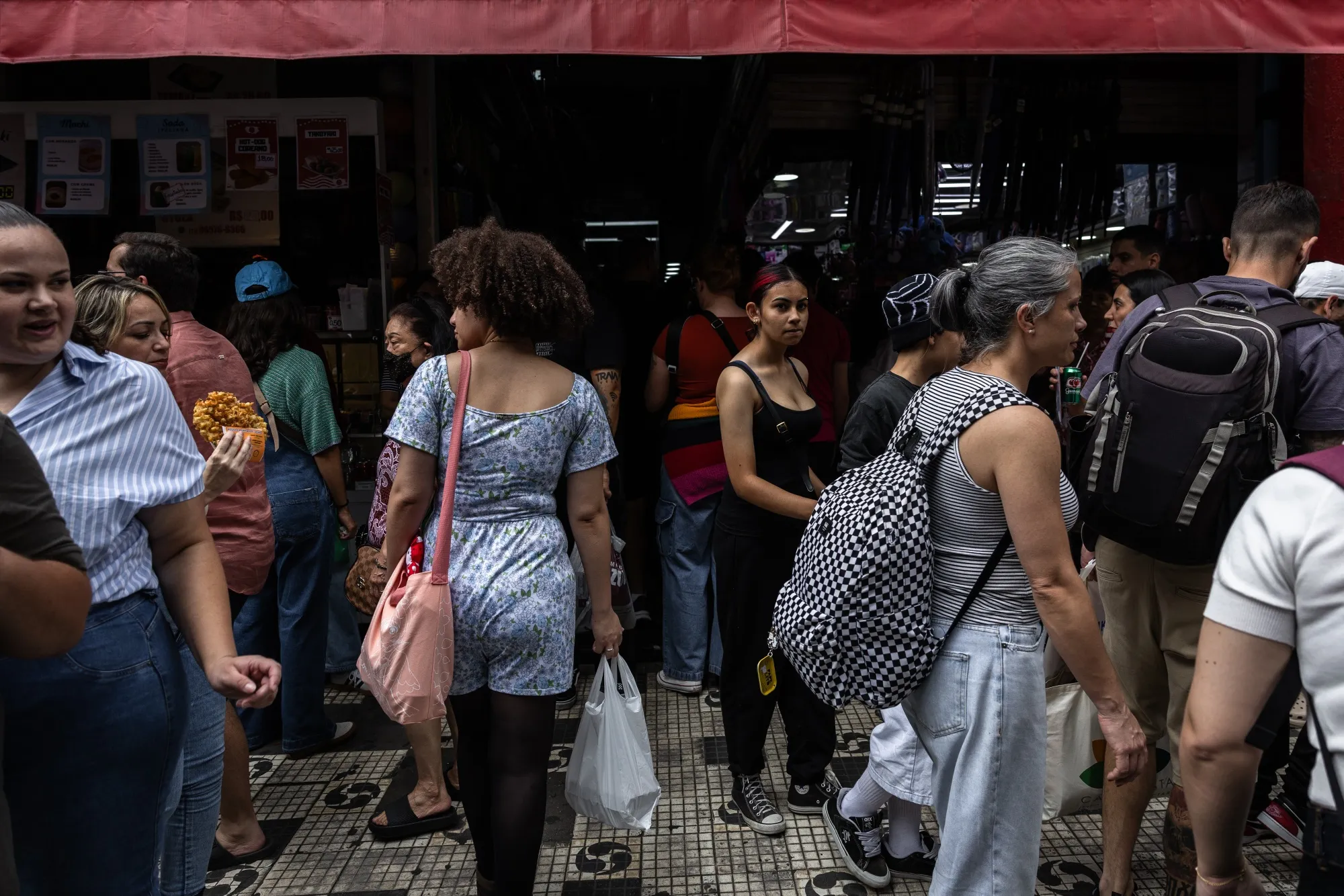 Shoppers and tourists in the Liberdade neighborhood of Sao Paulo.