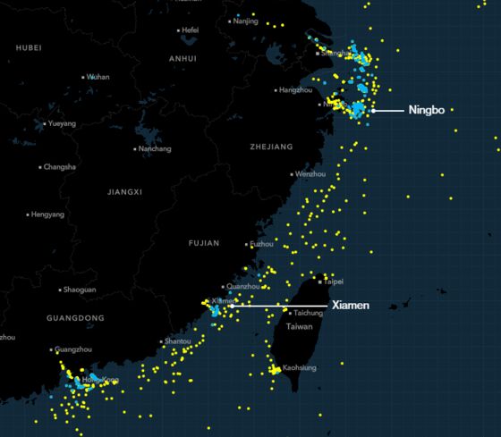China Port Congestion Worsens as Ningbo Shuts for a Week