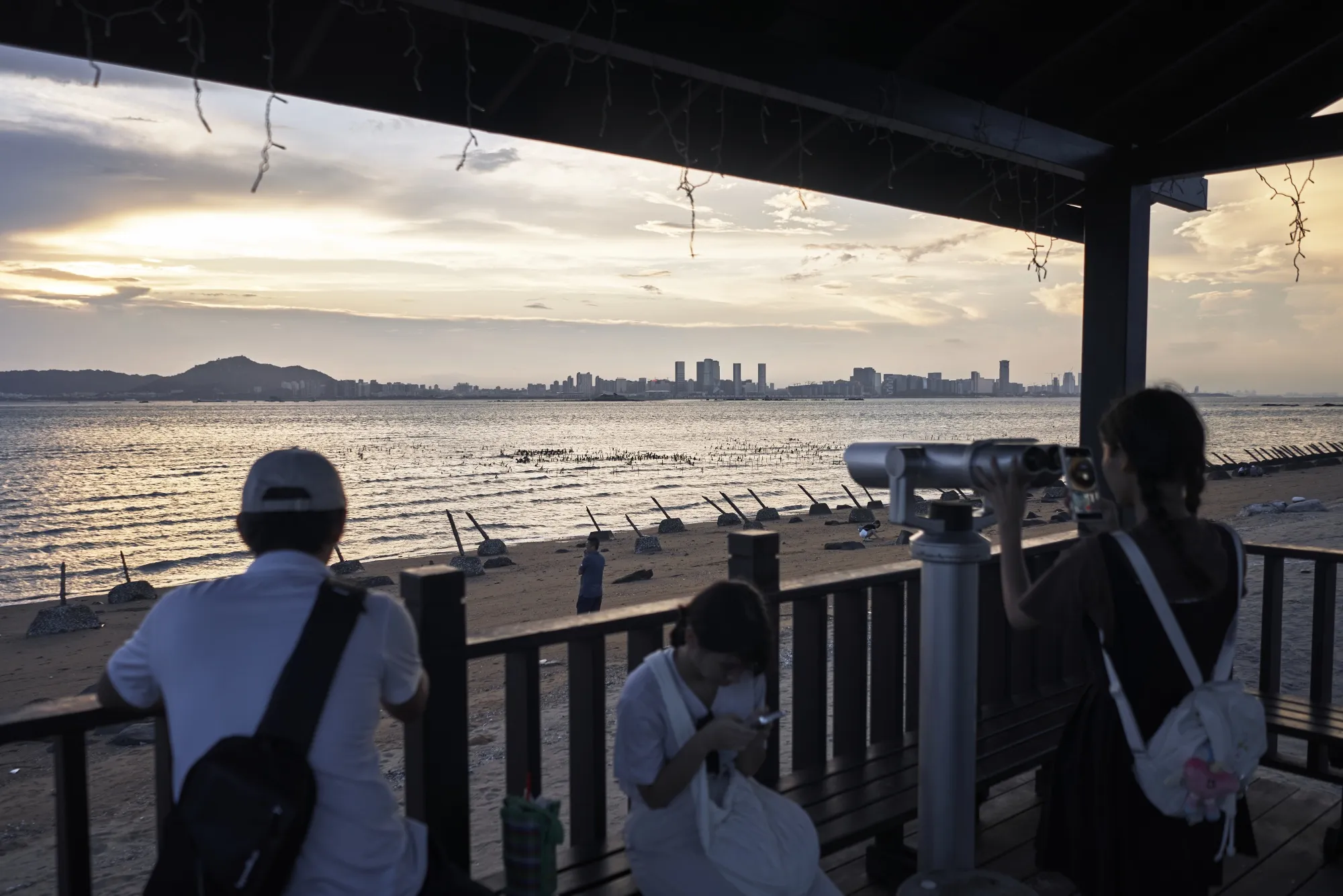 Xiamen in mainland China across the Taiwan Strait from&nbsp;a beach on Lieyu Island in Kinmen, Taiwan, on&nbsp;Aug. 21.