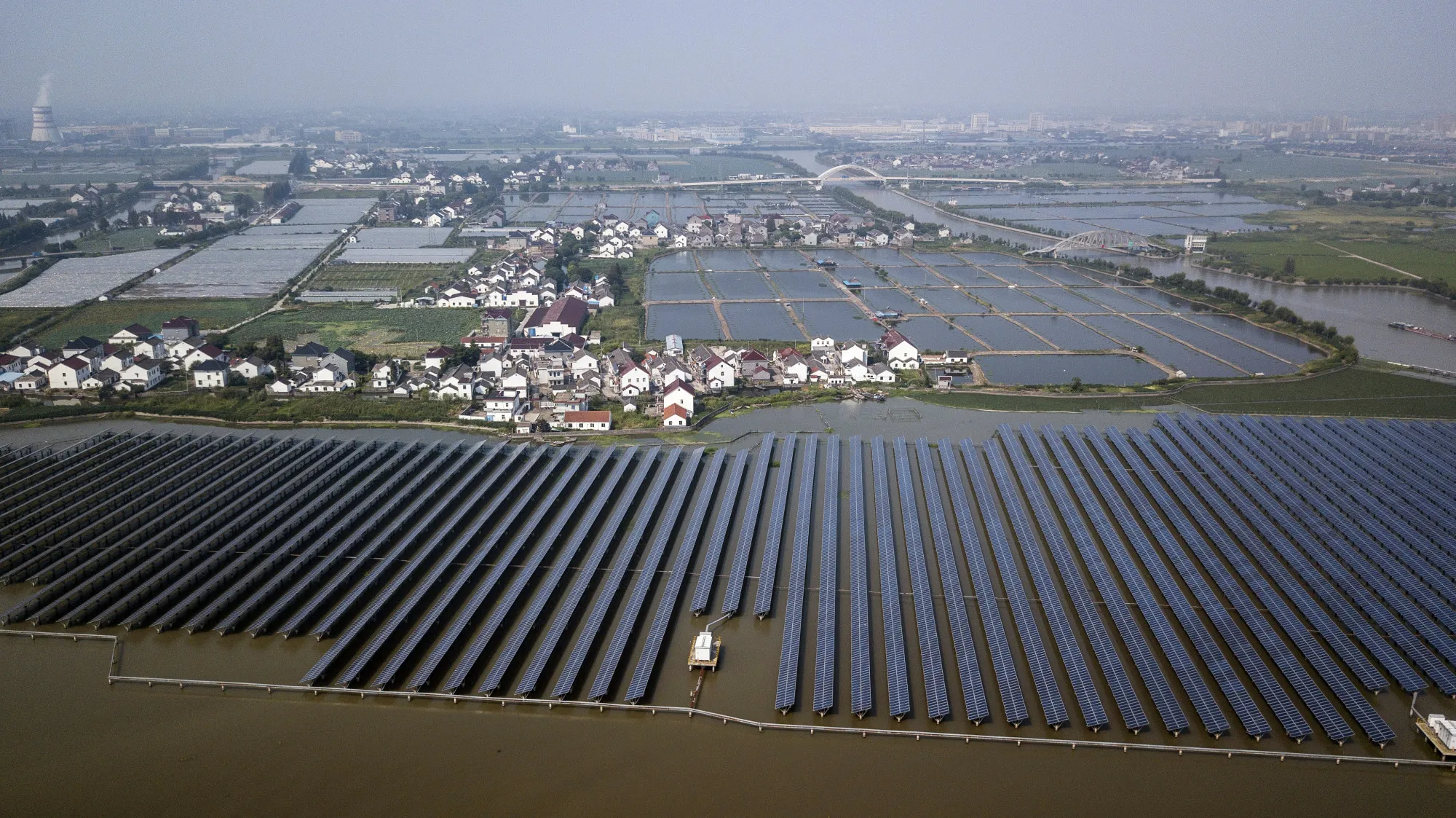 A solar farm on the outskirts of Jiaxing.