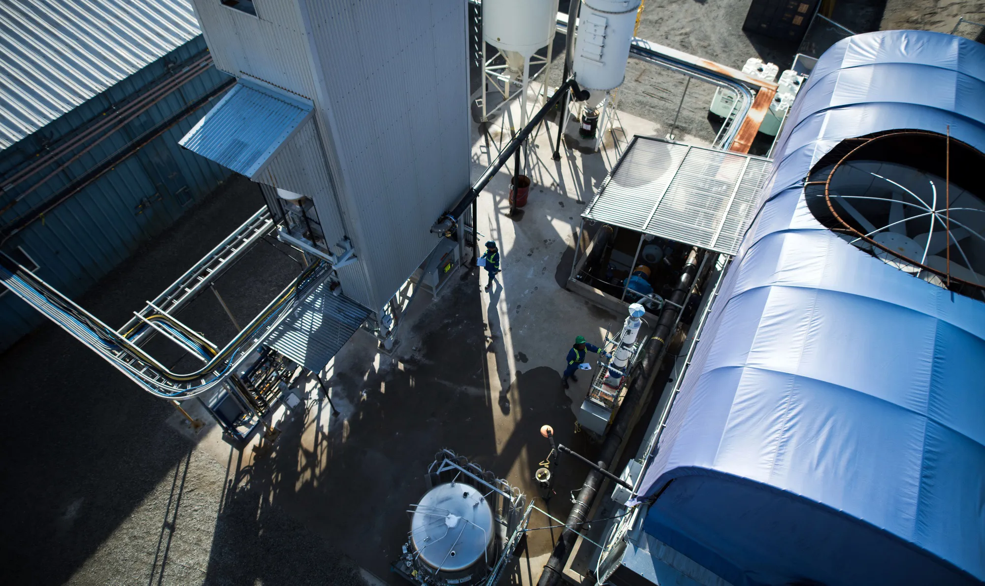 The fan and air intake of a direct air capture system in Squamish, British Columbia, Canada.