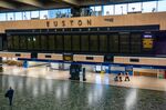 Euston railway station closed for the day due to a national rail strike, in London. 
