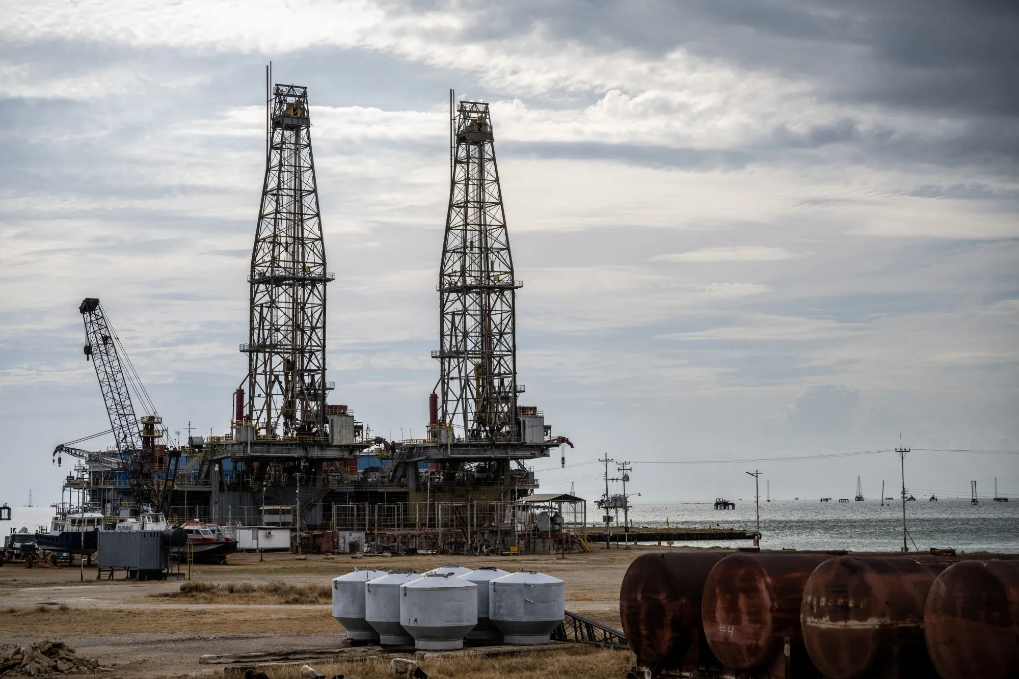 Oil rigs are pictured in Cabimas, Venezuela on Jan. 31.
