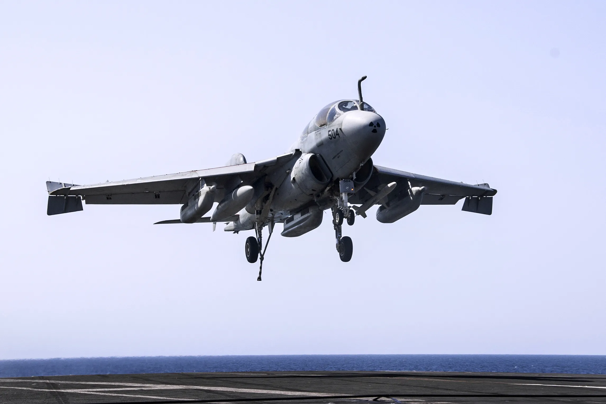 A U.S. Navy F-18E Super Hornet receives fuel from a KC-135 Stratotanker over Iraq before conducting an airstrike, Oct. 4, 2014.
